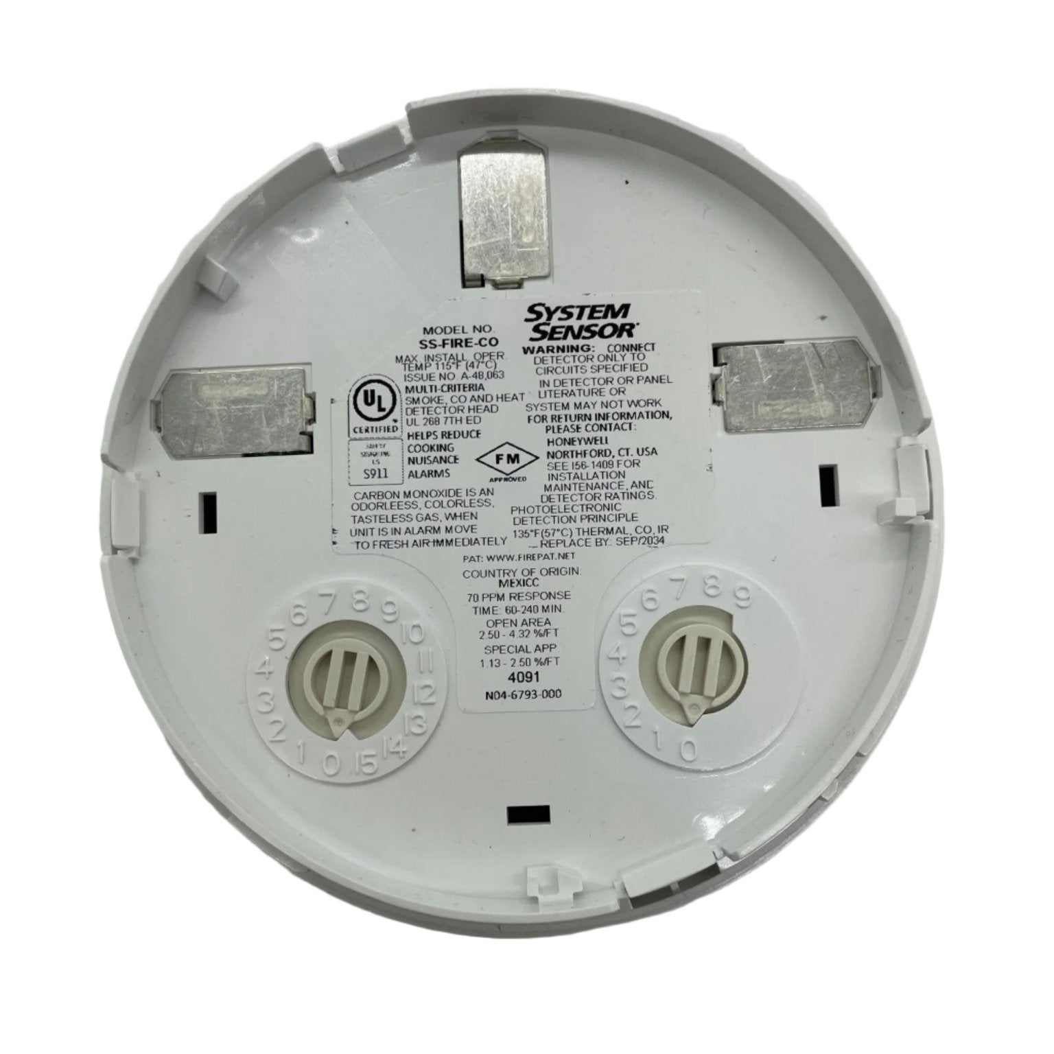 System Sensor SS-FIRE-CO multi-criteria smoke and carbon monoxide detector with alarm and sensor components.