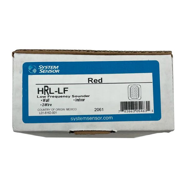 System Sensor HRL-LF low-frequency 2-wire sounder in red, designed for alarm and notification applications.