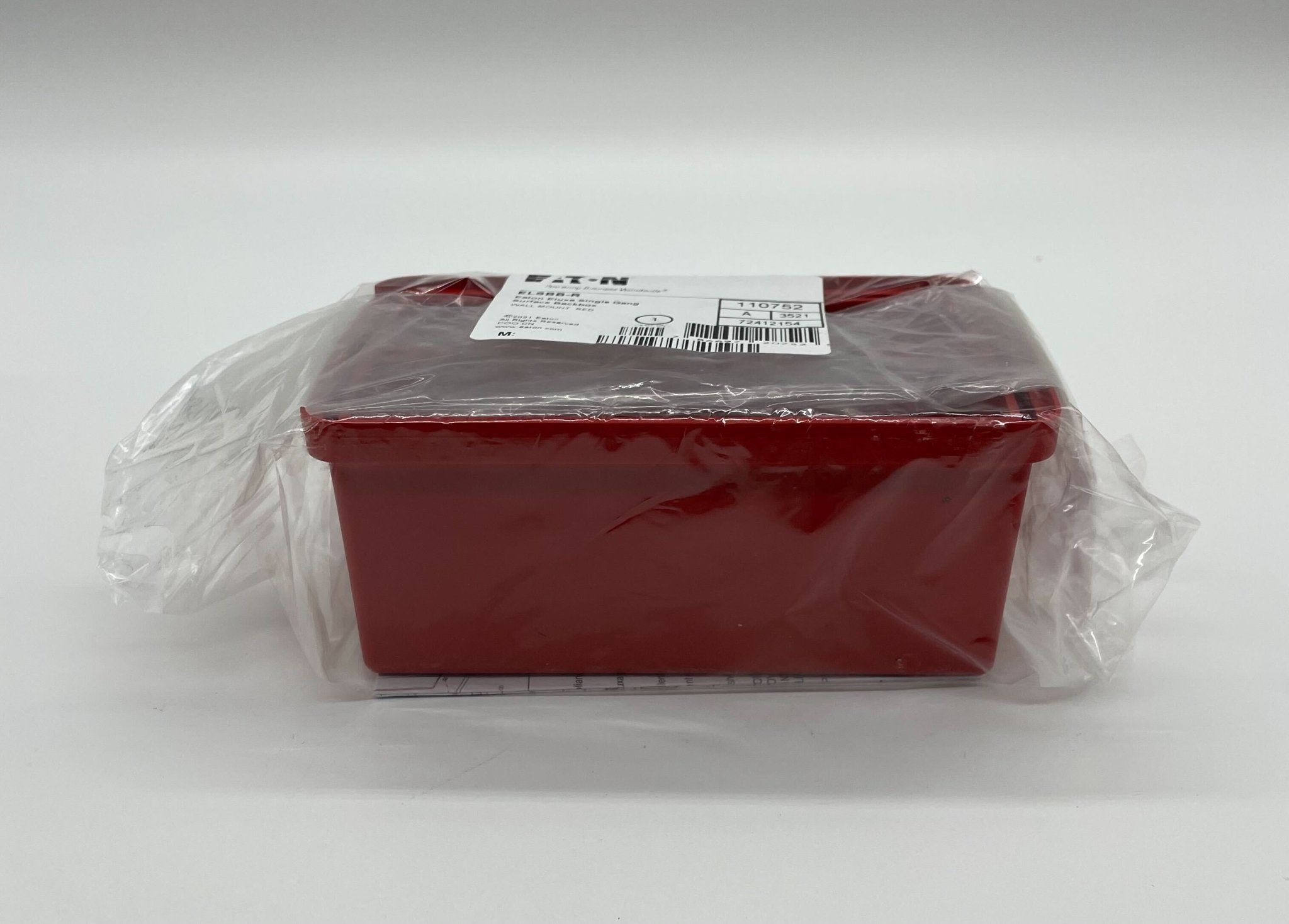 Eaton Wheelock Eluxa LED surface back box for electrical installations, black plastic enclosure with mounting openings