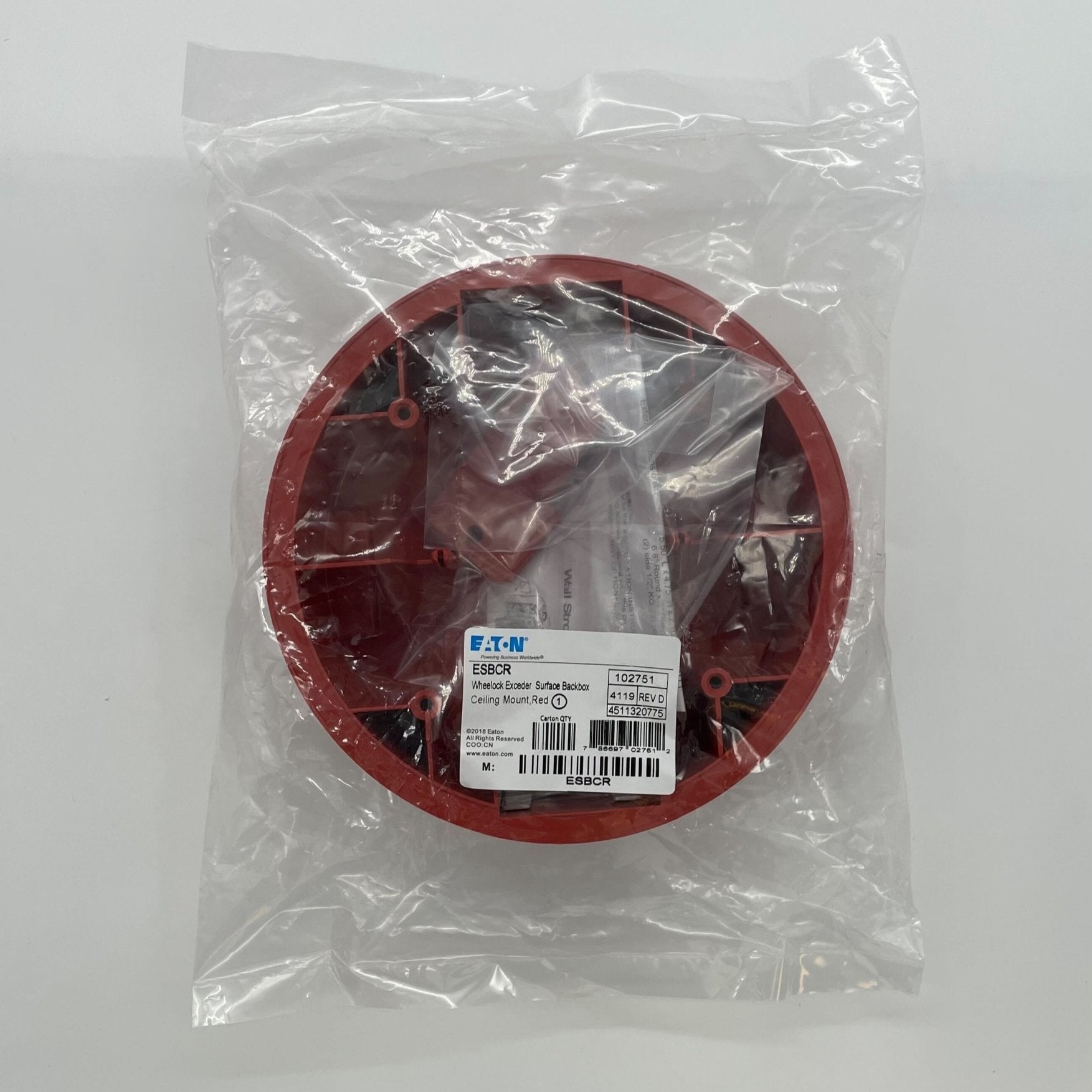 Wheelock Eaton ESBCR Exceder Series Ceiling Mount Back Box, Red - The Fire Alarm Supplier