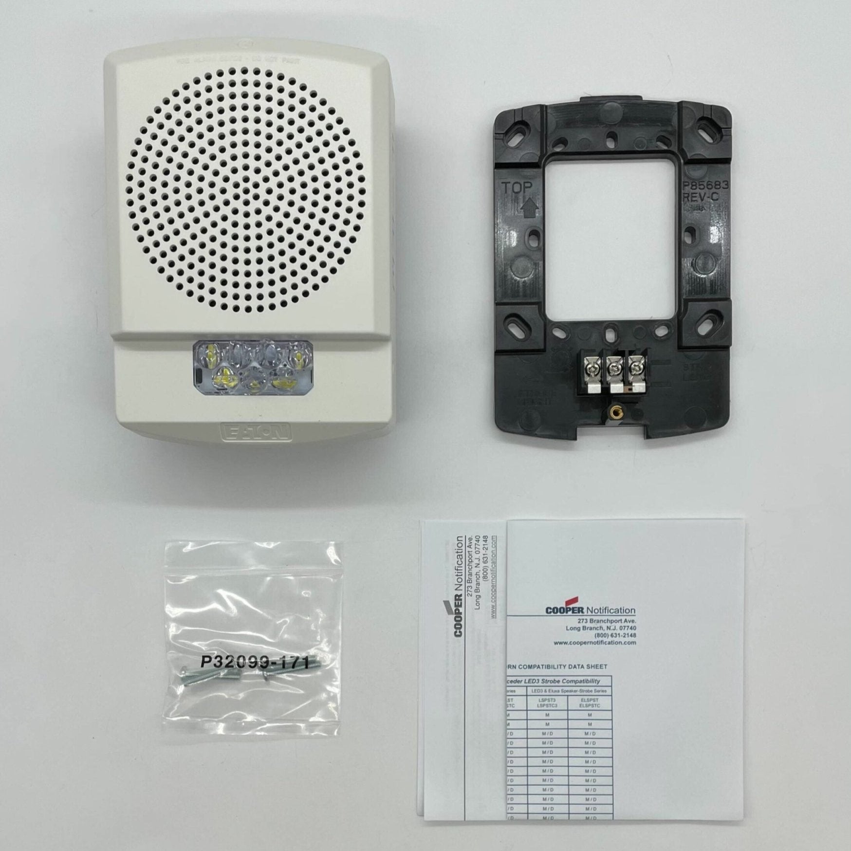 Eaton Wheelock ELFHSW Eluxa LED Low-Frequency Horn Strobe with alert horn and flashing strobe light for safety signaling.