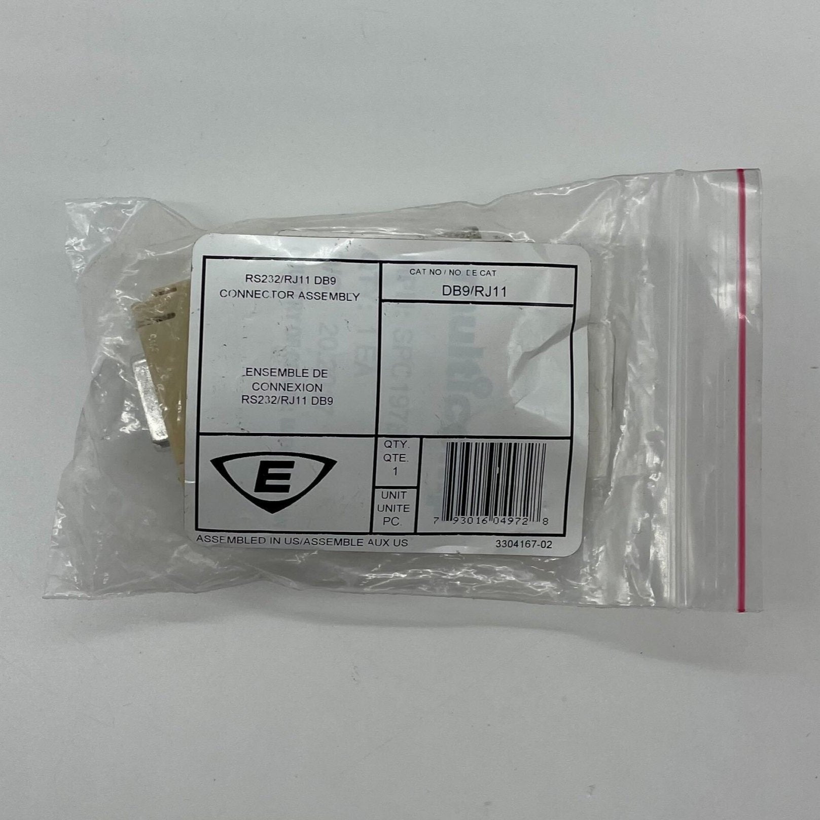 Edwards DB9/RJ11 Assy RS232/RJ11 DB9 connector for fire alarms, showing the connector and cable connection details