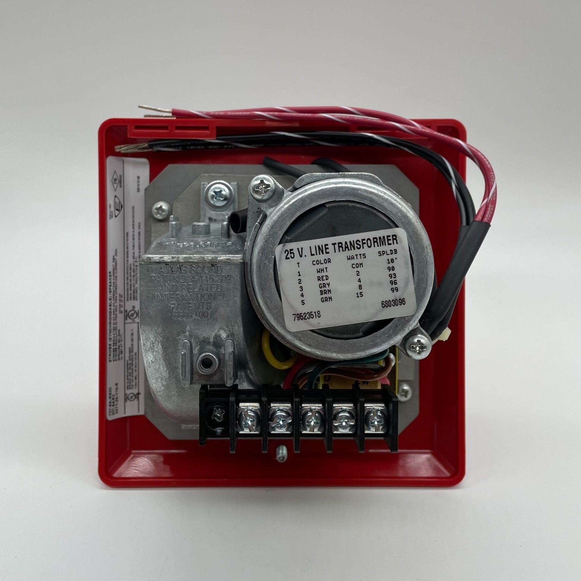 Edwards 757-8A-RS25 110 Cd re-entrant speaker strobe with white housing and visible strobe lens and mounting components.