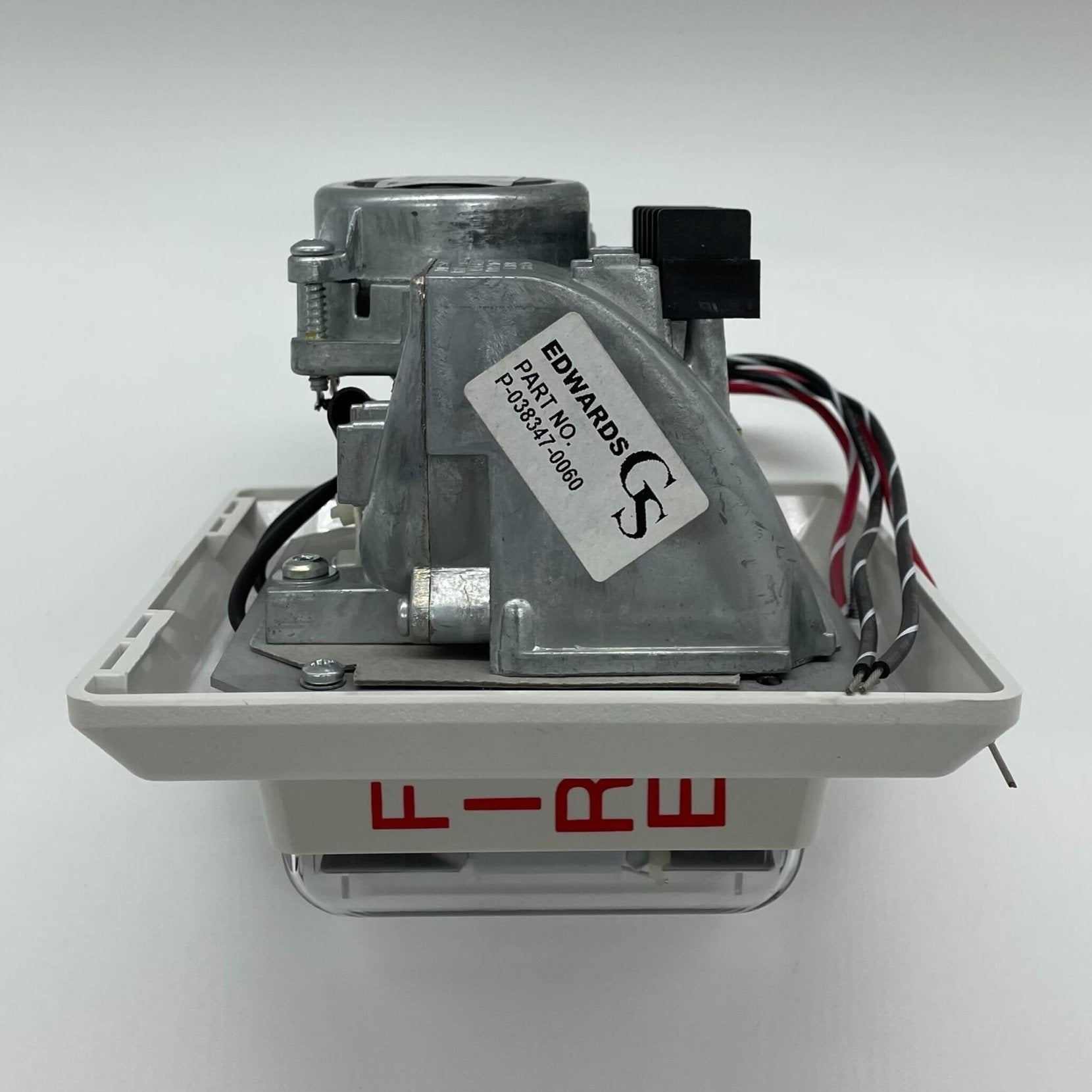 Edwards 757-8A-RS70W white re-entrant speaker strobe, 70V model with visible strobe lens and mounting hardware.