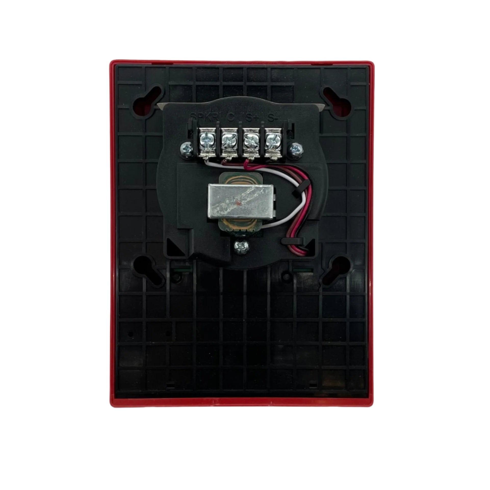 Edwards G4HFRF-S7VMC Genesis high fidelity wall speaker strobe mounted on wall with speaker grille and strobe lens visible