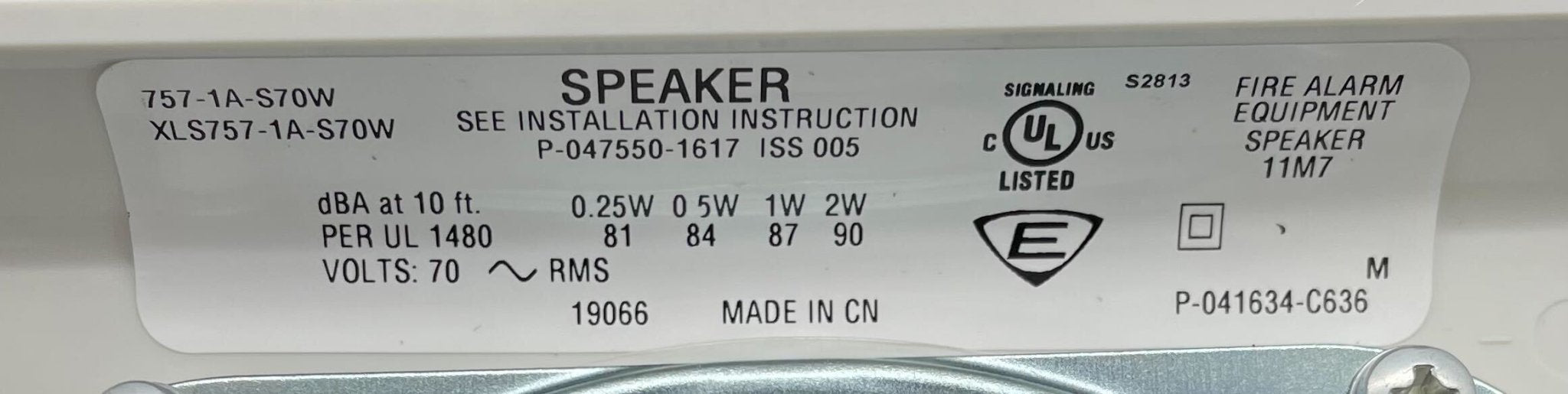 White Edwards 757-1A-S70W 70V speaker with cone design, ideal for commercial sound installations.