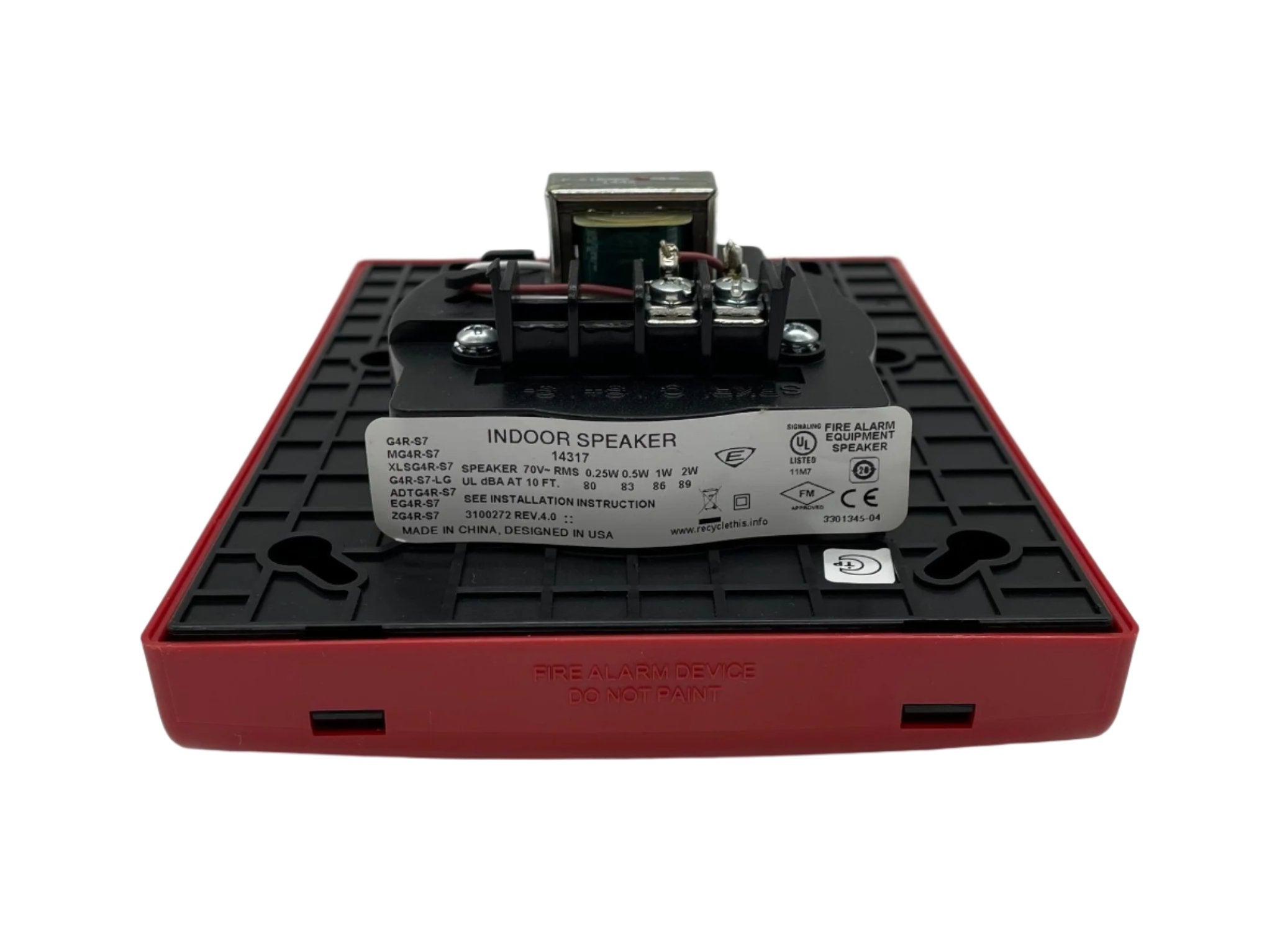 Red Edwards G4R-S7 70V speaker displaying a compact, professional sound speaker suitable for commercial audio installations.