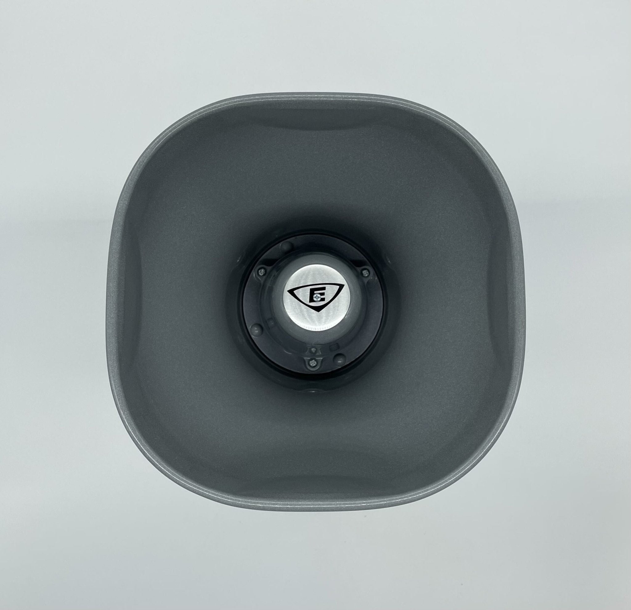 Edwards HPSA15G2570 15-Watt loudspeaker showing a compact black speaker with mounting brackets and connection terminals.