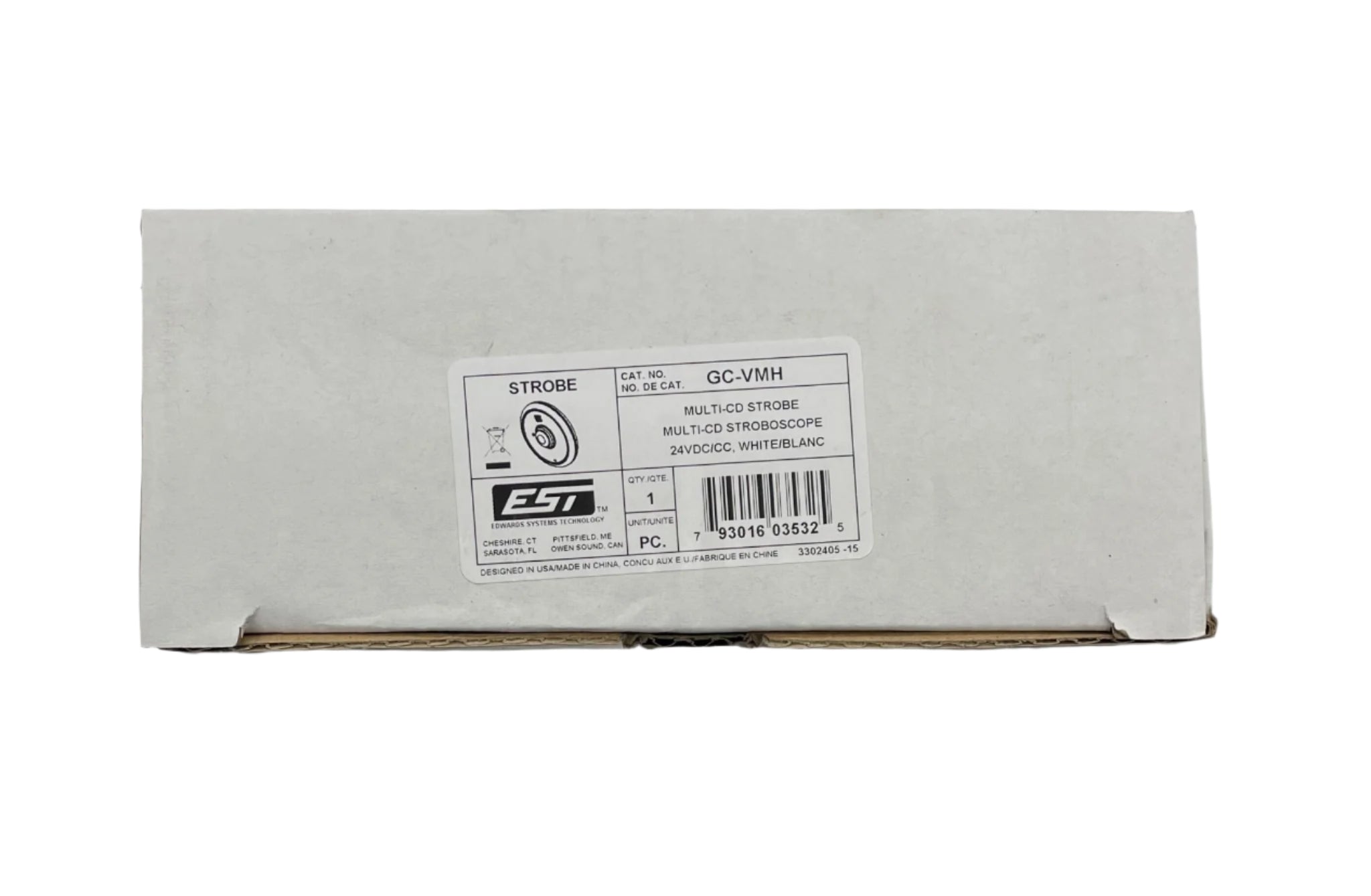 Edwards GC-VMH white ceiling strobe light with clear lens, designed for fire alarm systems and safety signaling.
