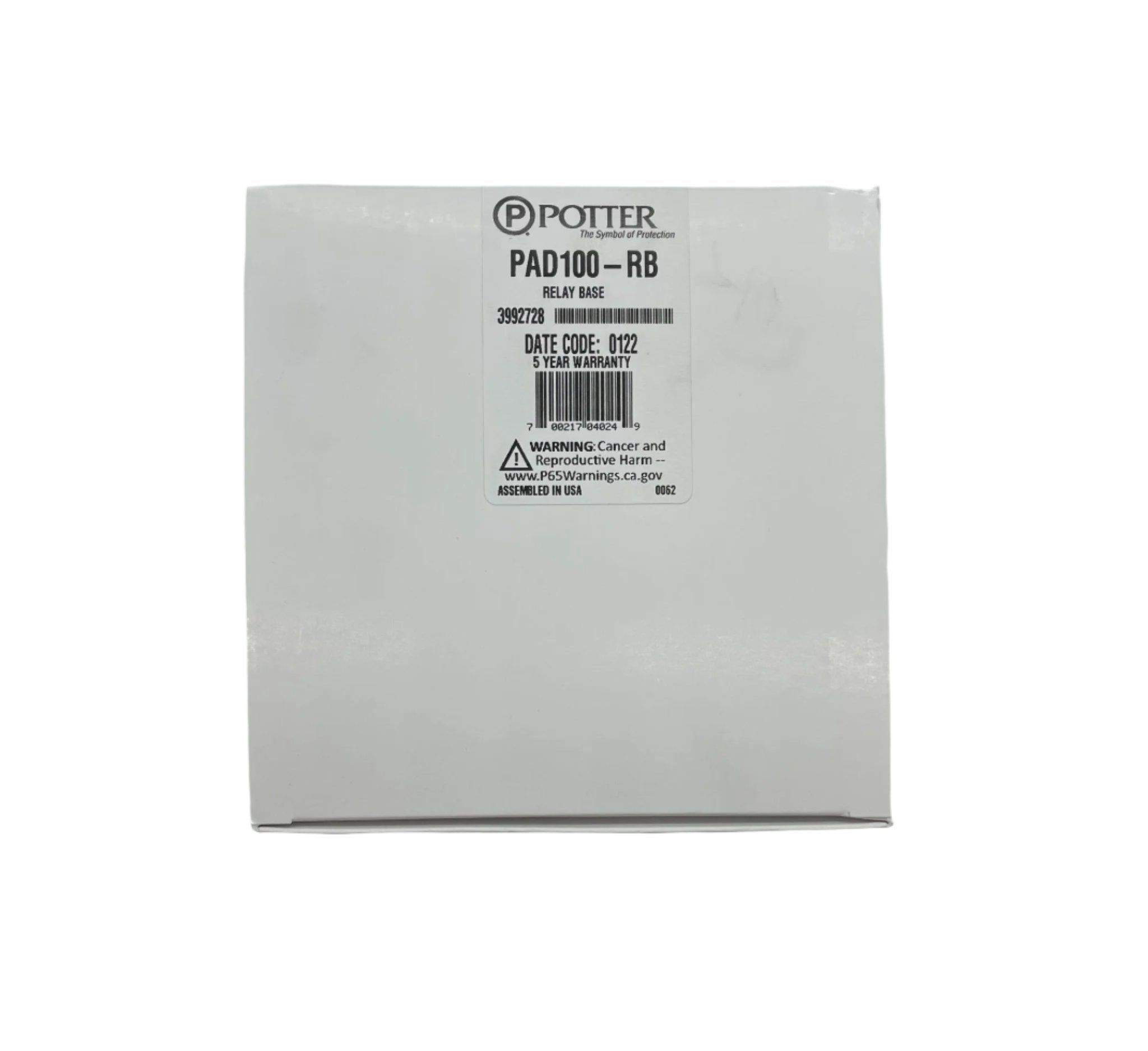 Potter PAD100-RB addressable relay base 6-inch, black plastic base for mounting and connecting relay devices.