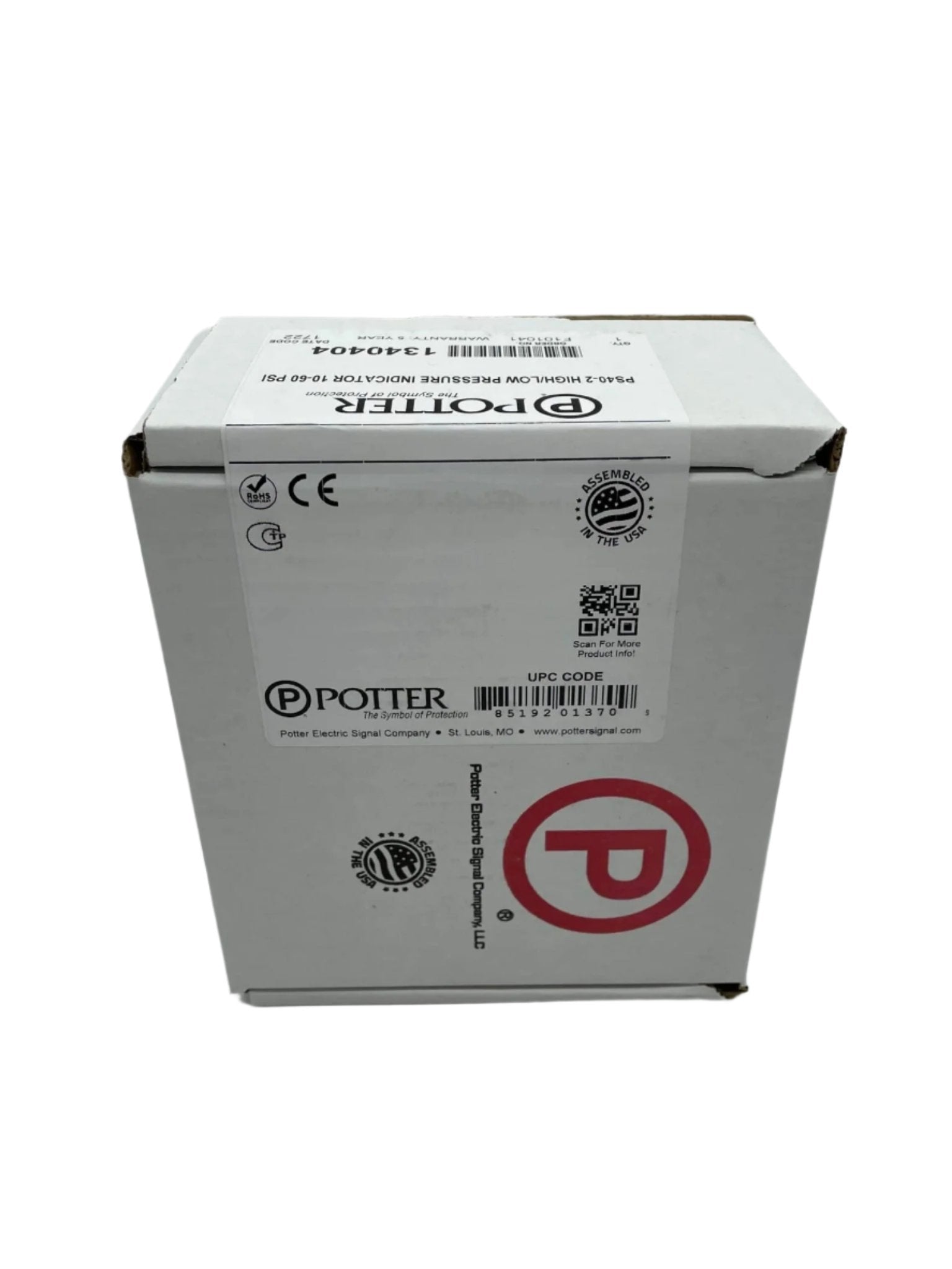 Potter PS40-2 Supervisory Pressure Switch with two sets of SPDT contacts, used for industrial pressure control applications.