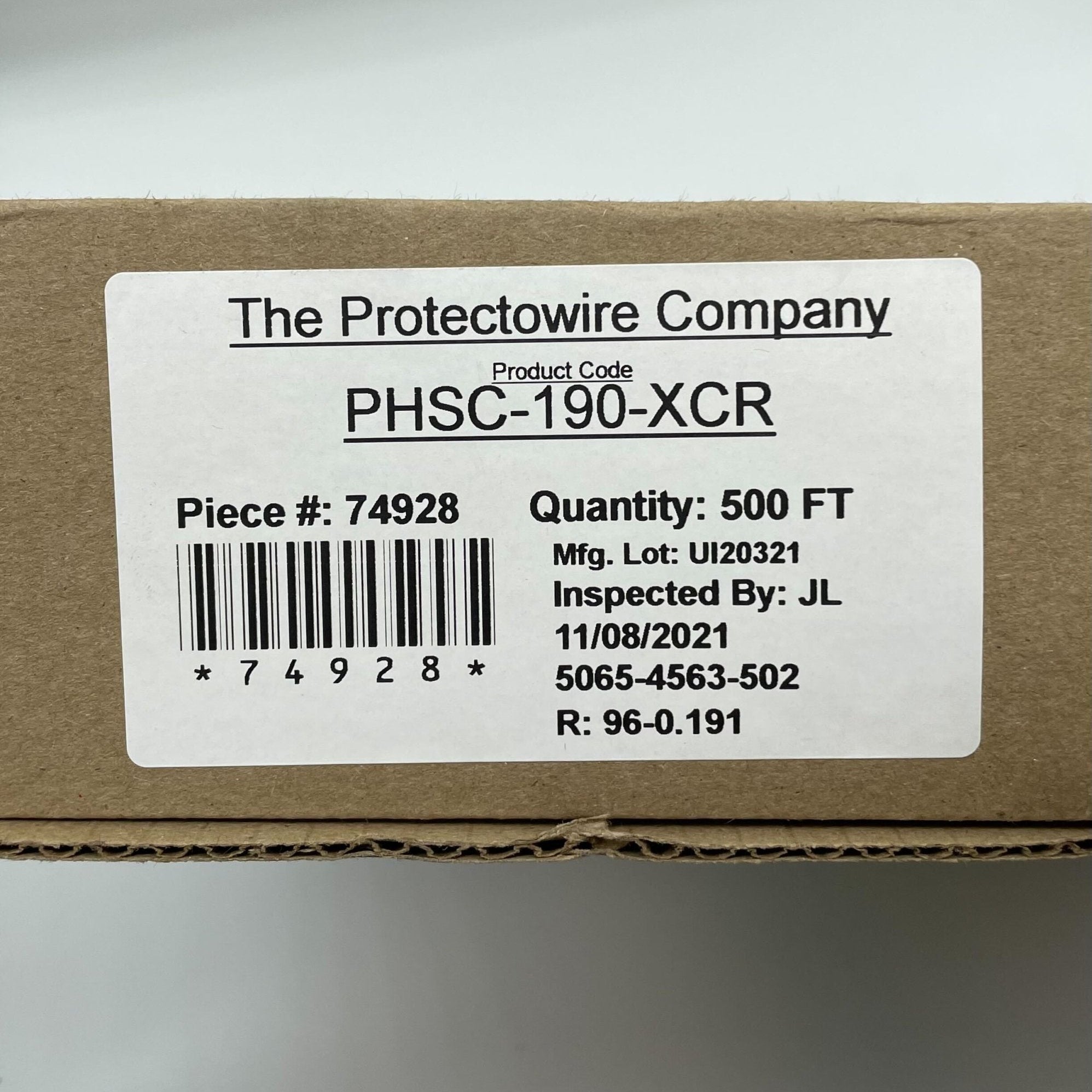 Protectowire PHSC-190-XCR linear heat detection cable coiled, 500 feet, used for fire detection systems.