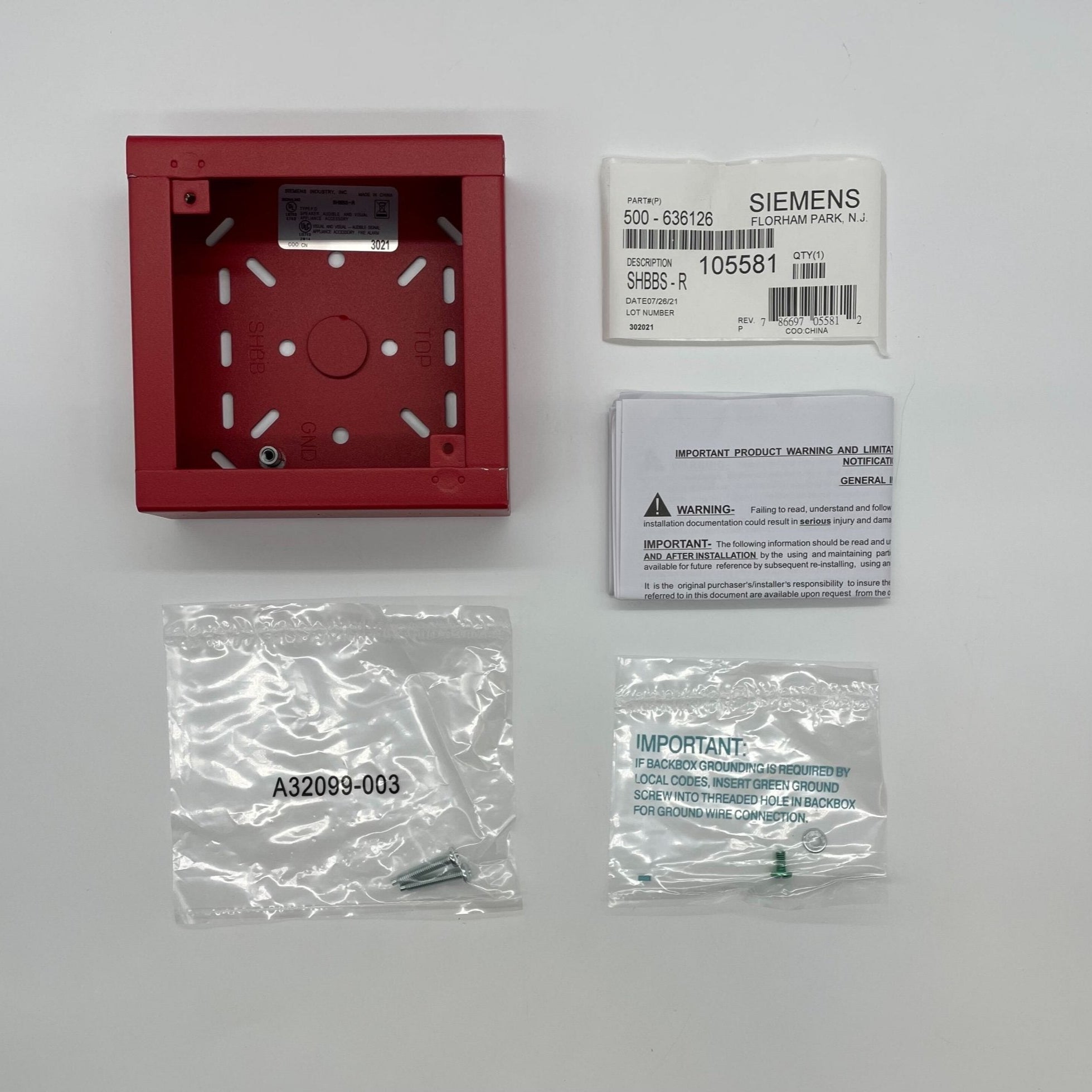 Siemens SHBBS-R square surface back box with mounting holes and metal construction for electrical installations