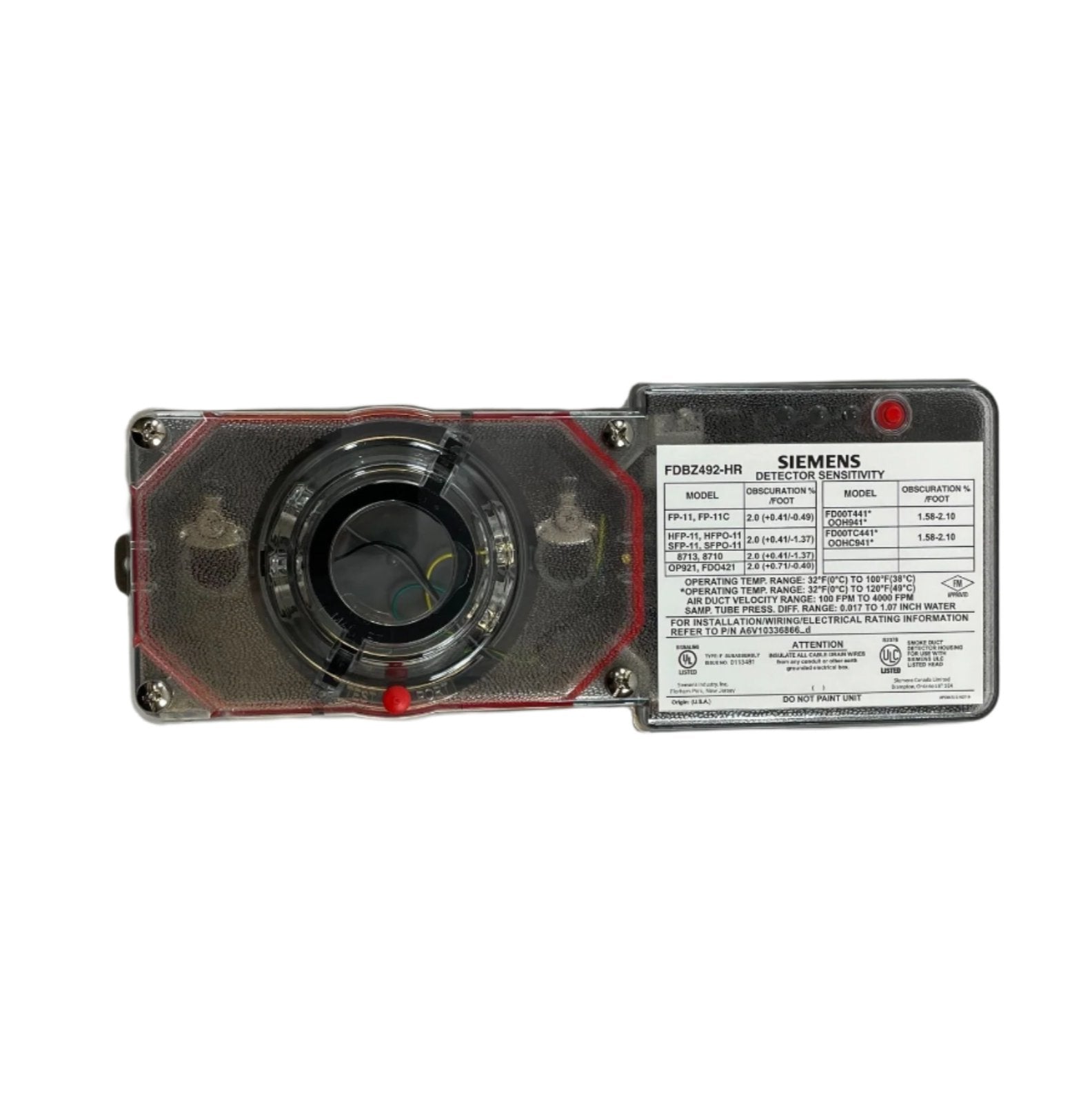 Siemens FDBZ492-HR (S54319-B23-A1) Duct Detector 2-Wire - The Fire