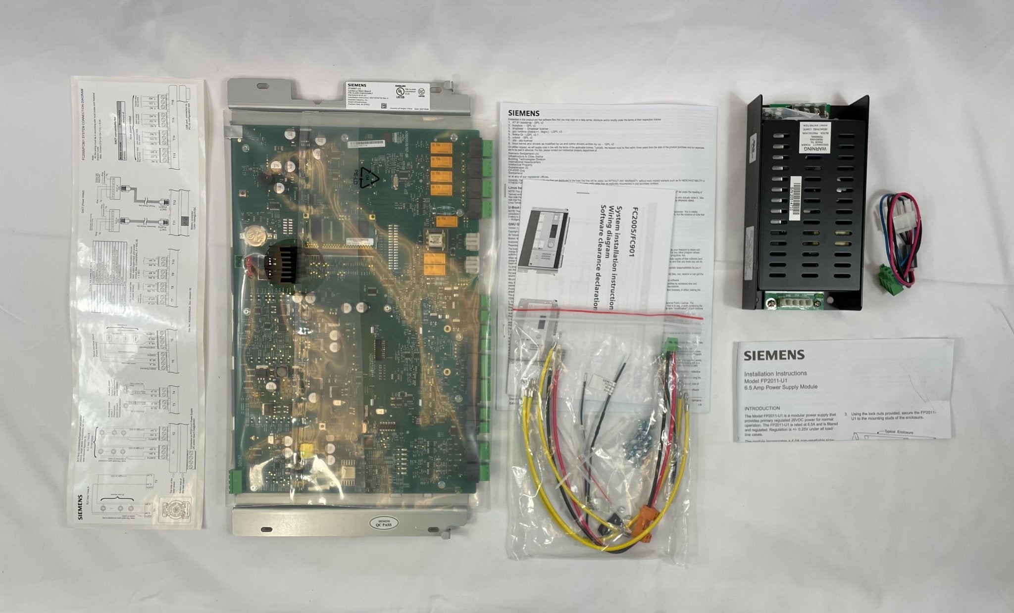 Siemens FC901-U3 50-point electronic fire alarm kit main board with 170W power supply, used in fire alarm systems.