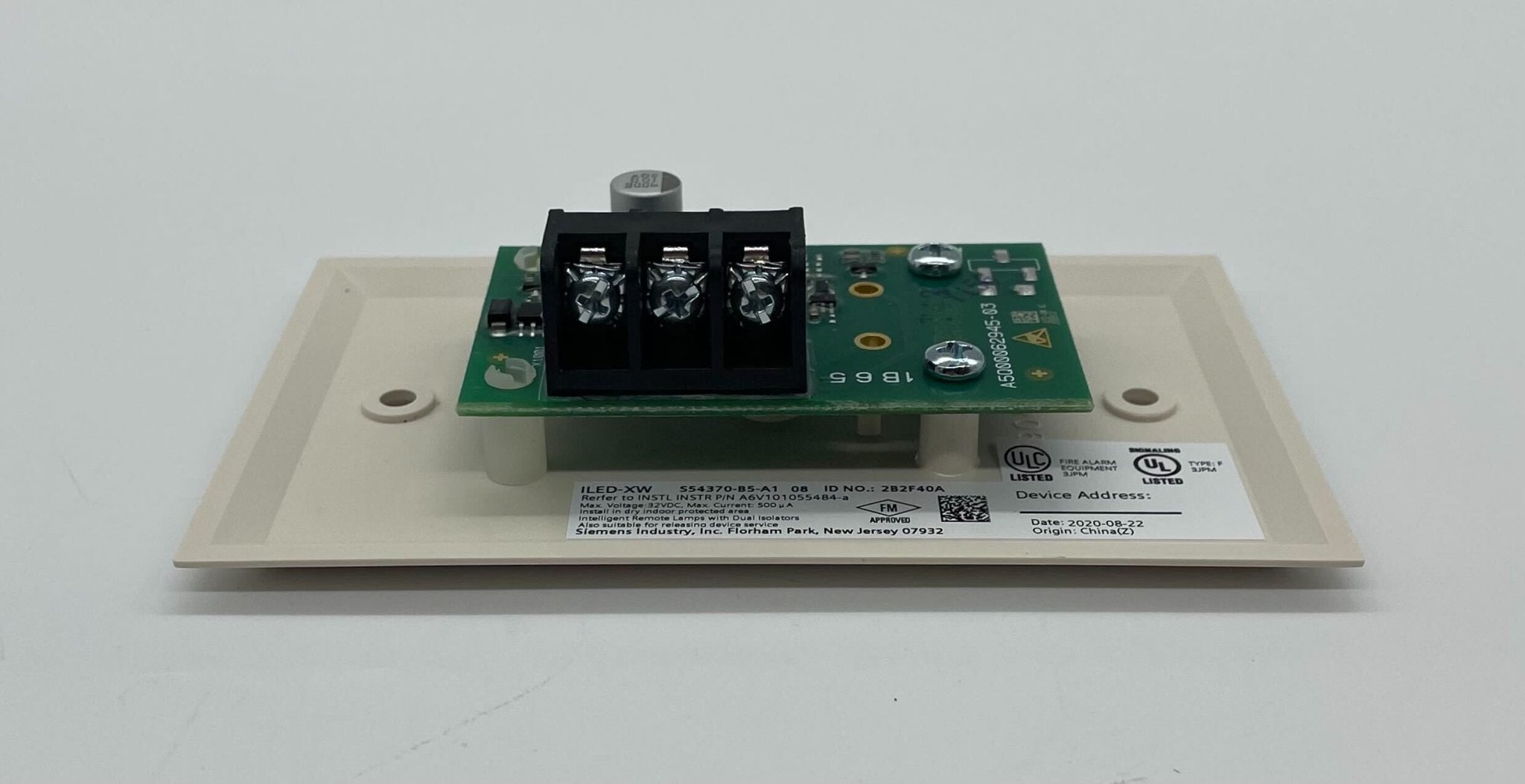 Siemens ILED-XW S54370-B5-A1 intelligent fire alarm lamp with LED indicator and sleek design for fire safety alert systems
