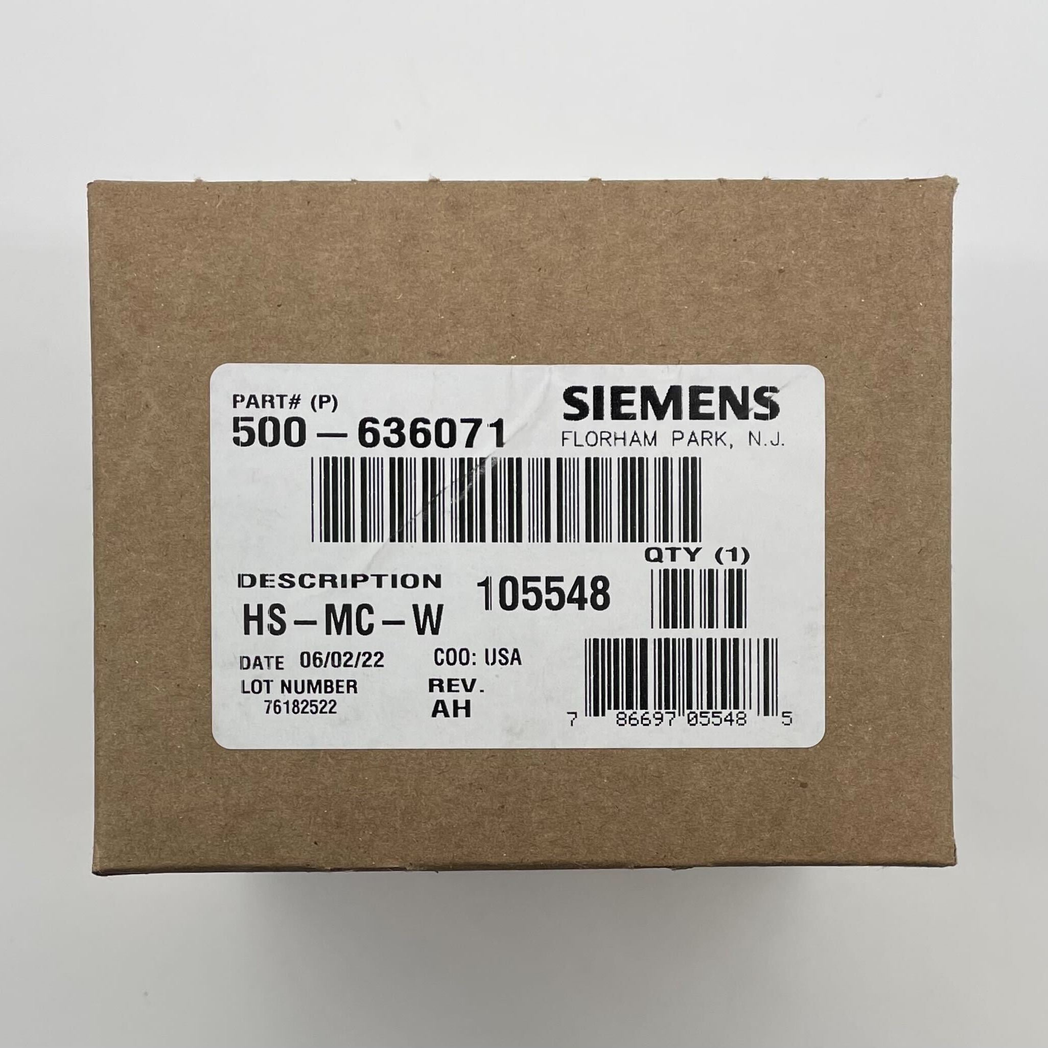 Siemens HS-MC-W horn with multi-candela white finish, designed for alert and signaling applications, shown in a close-up image.