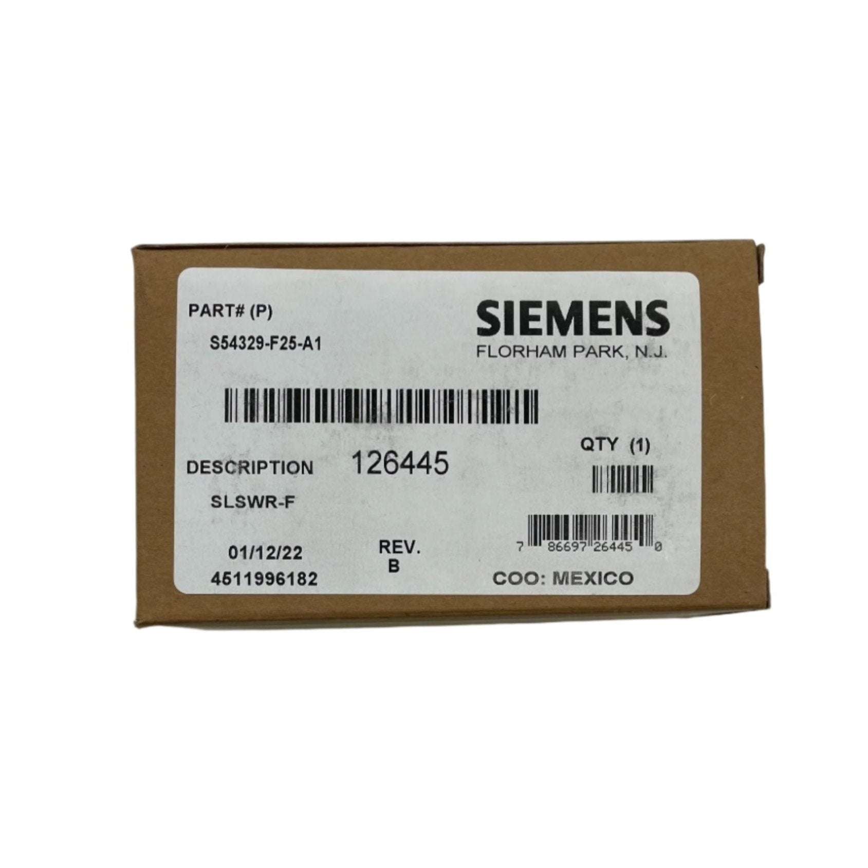 Siemens SLSWR-F red fire strobe wall alarm light, visible with flashing red signal for fire alert.