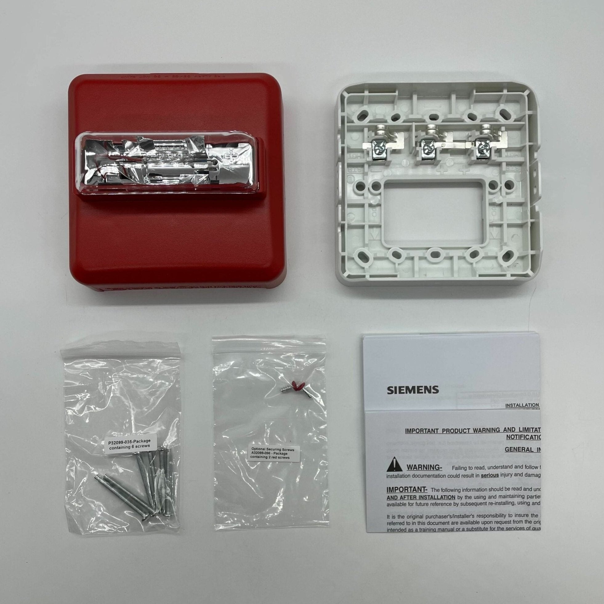 Siemens ZR-MC-CR Strobe Multi-Candela Ceiling Red, a visual of the red strobe light fixture with adjustable candela settings.