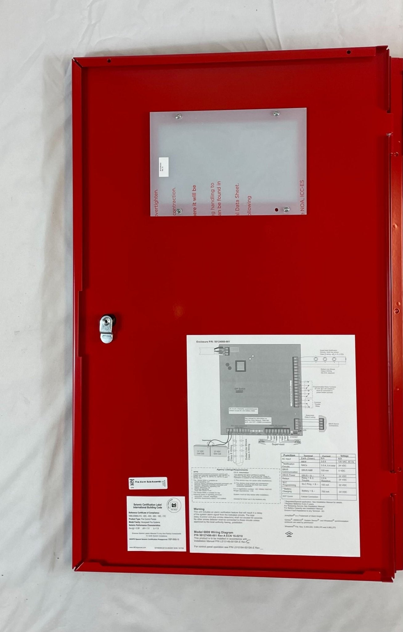 Silent Knight 6808 fire alarm control panel with 198 points, black control panel for fire safety systems.