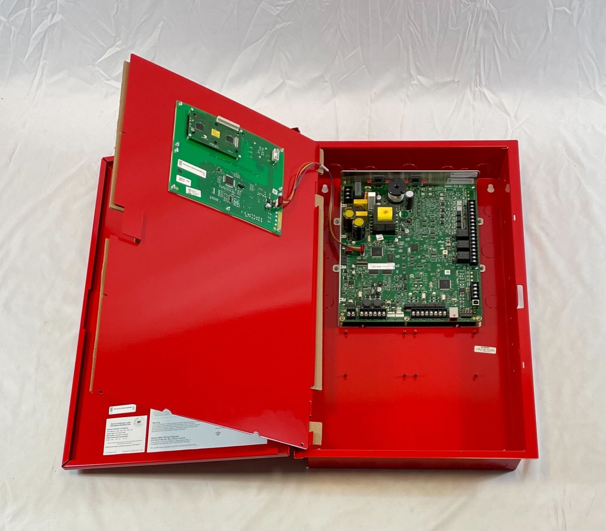 Silent Knight 6808 fire alarm control panel with 198 points, featuring a sleek control interface and status indicators.