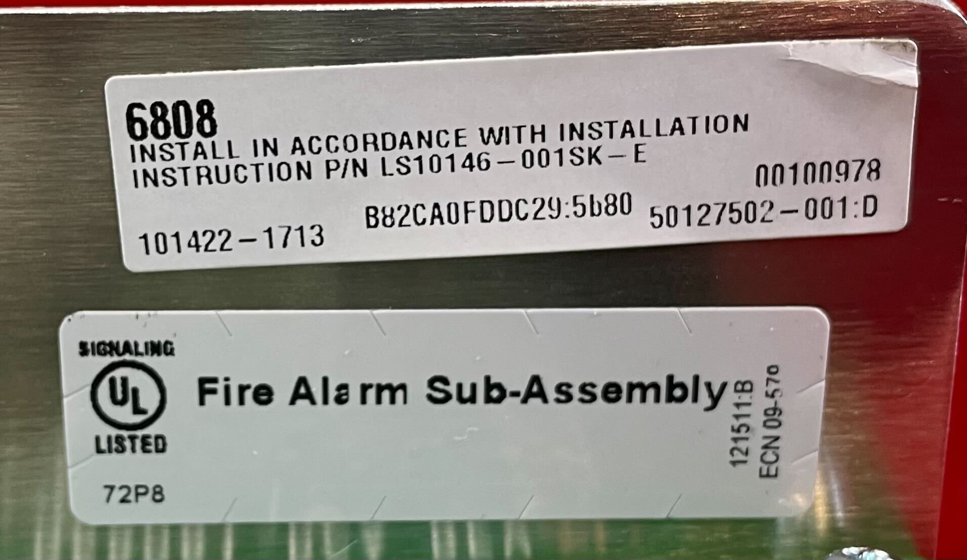 Silent Knight 6808 fire alarm control panel with 198 points, black metal enclosure, and control interface for fire detection systems.