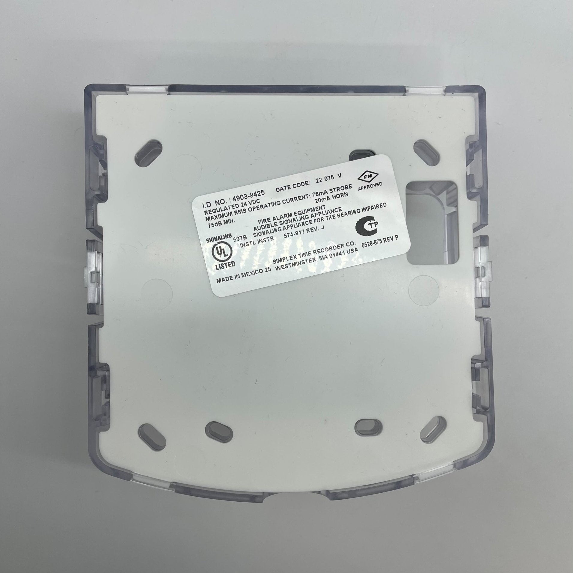 SIMPLEX 4903-9425 Horn Strobe A/V 15 CD RED, Standard Non-Addressable Fire Lettering - The Fire Alarm Supplier