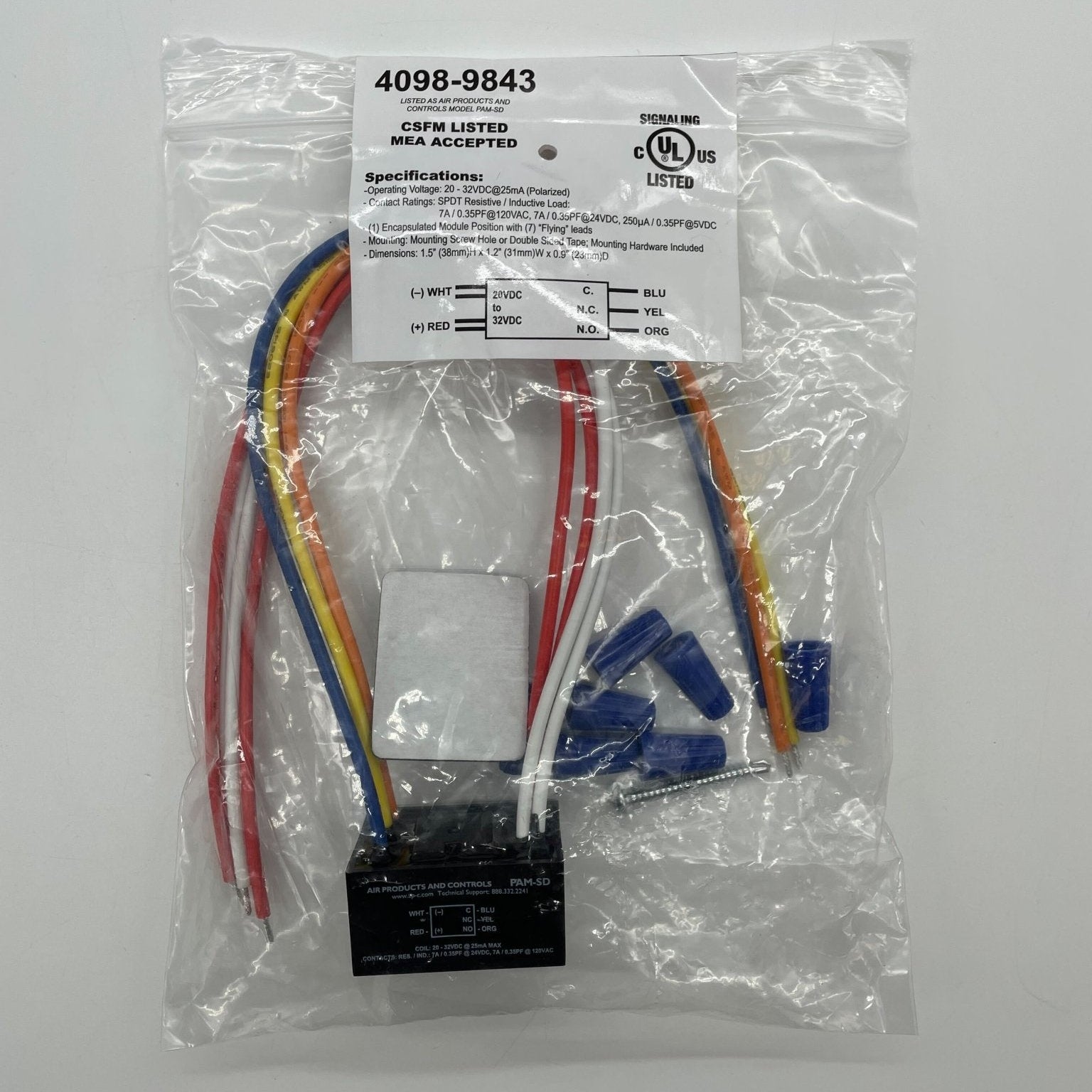 Simplex 4098-9843 SPDT relay for fire alarm systems, showing the compact relay component used in fire alarm applications.