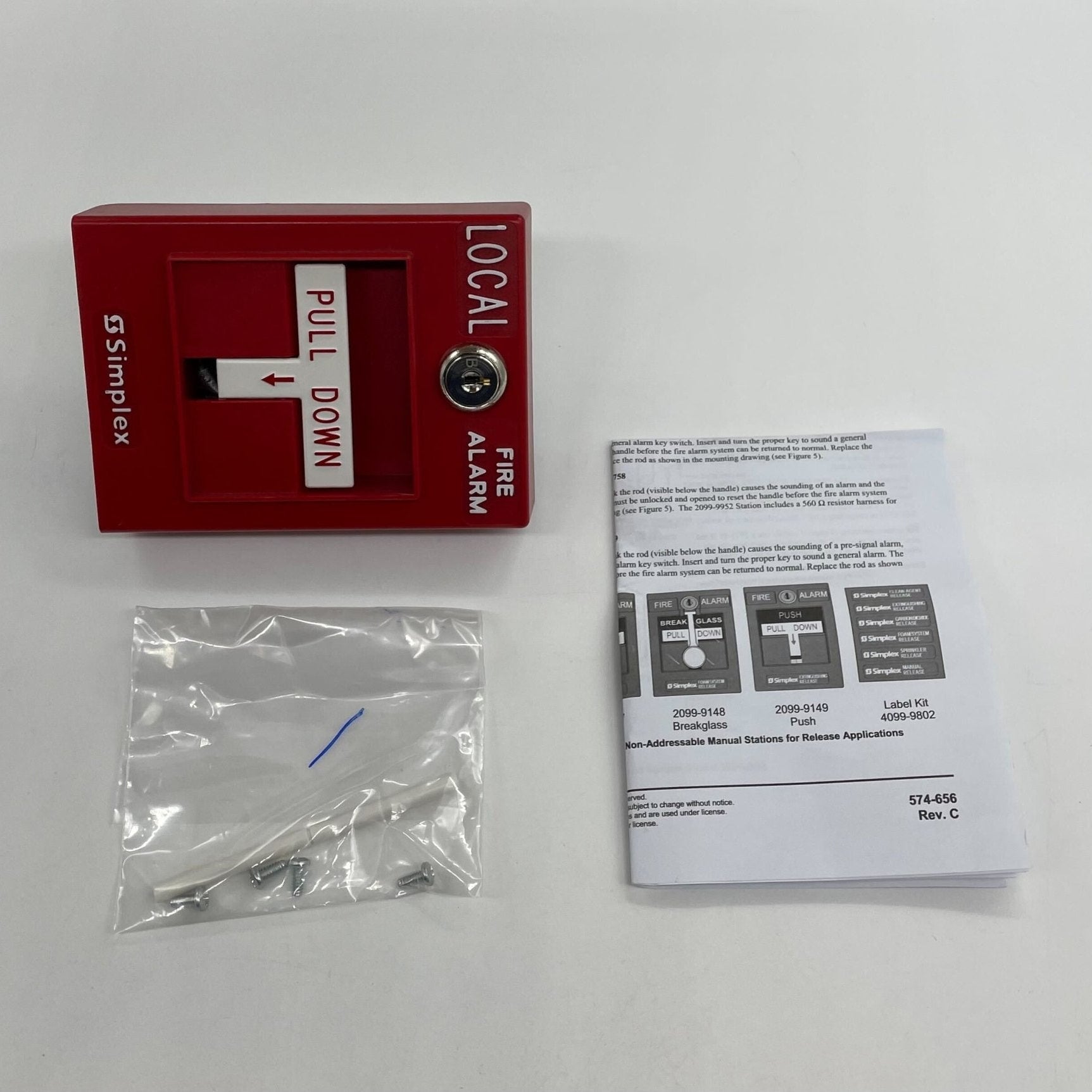 Simplex 2099-9755 non-coded single action manual pull station for emergency alarm activation.