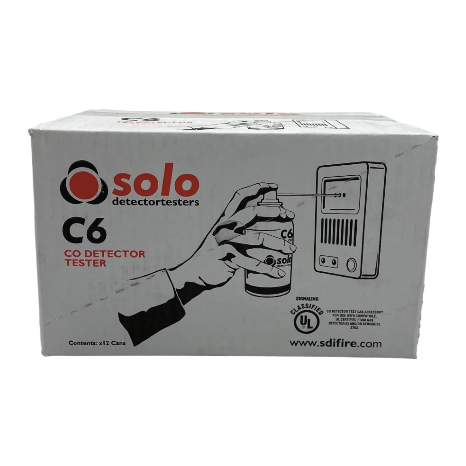 Solo C6 CO Test Aerosol for hand-held use, tester device for carbon monoxide detection and safety testing.