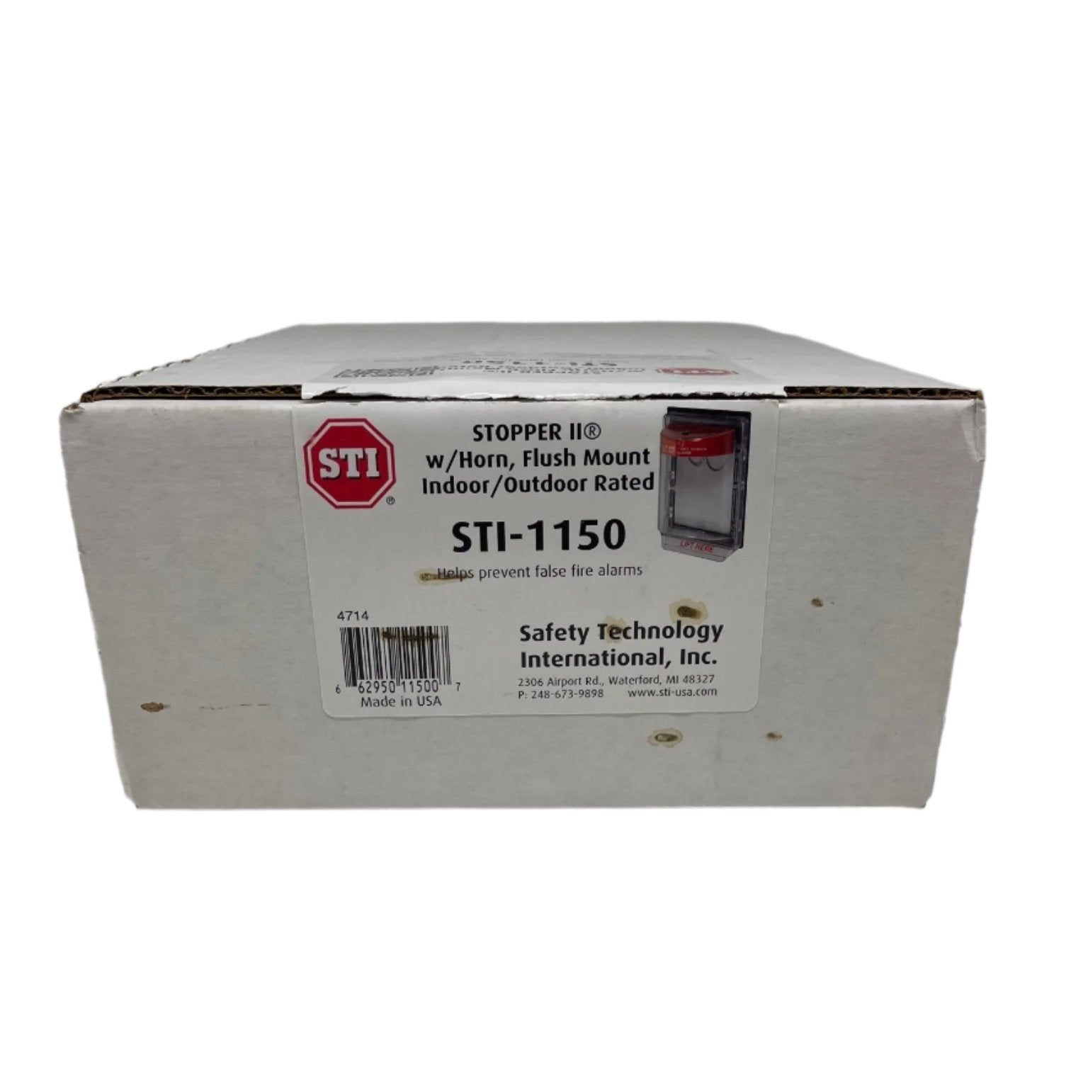 STI-1150, Stopper II with Horn Flush Mount, Indoor/Outdoor Rated, Fire Label - The Fire Alarm Supplier