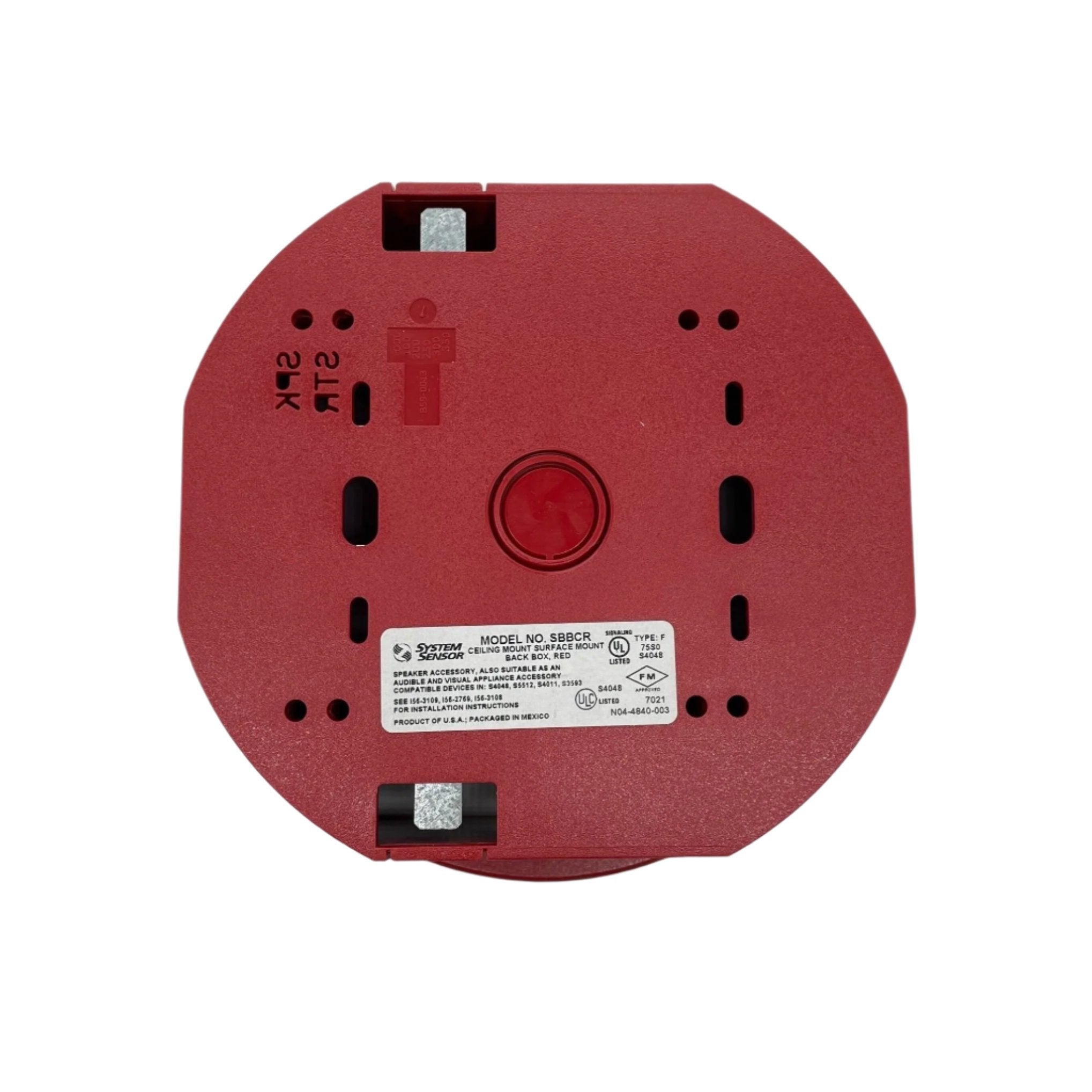 System Sensor SBBCR surface mount back box for fire alarm systems, shown in a neutral setting.