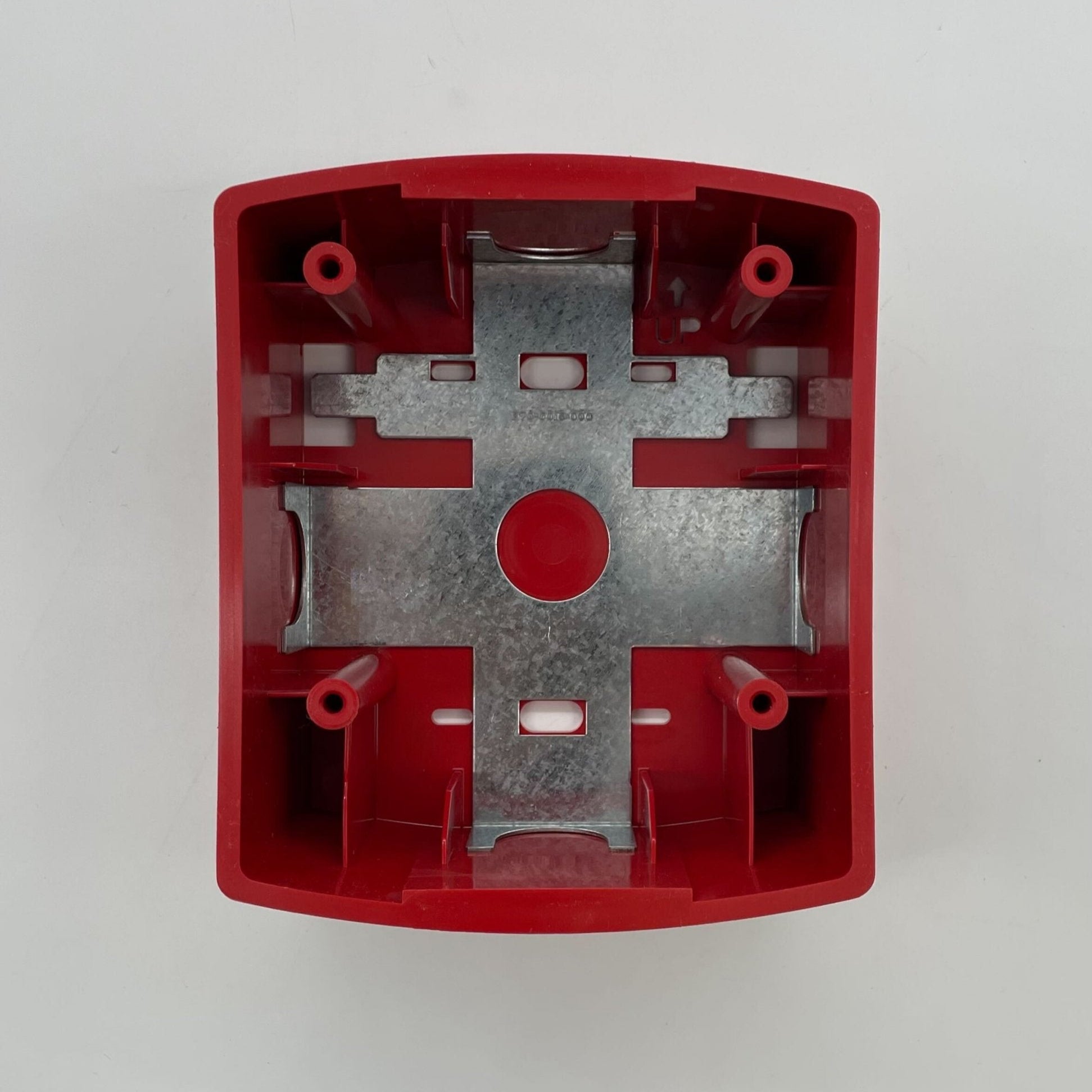 Red wall mount back box by System Sensor, durable enclosure for electrical installations and wiring protection.