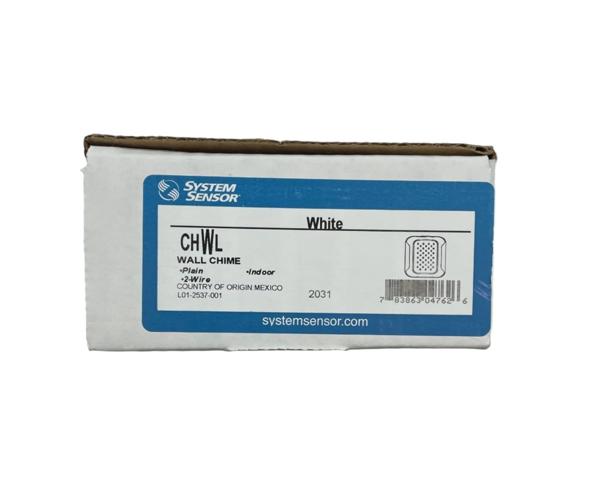 System Sensor CHWL White Wall Chime, a sleek wall-mounted doorbell chime with clean white finish, designed for home or office use.