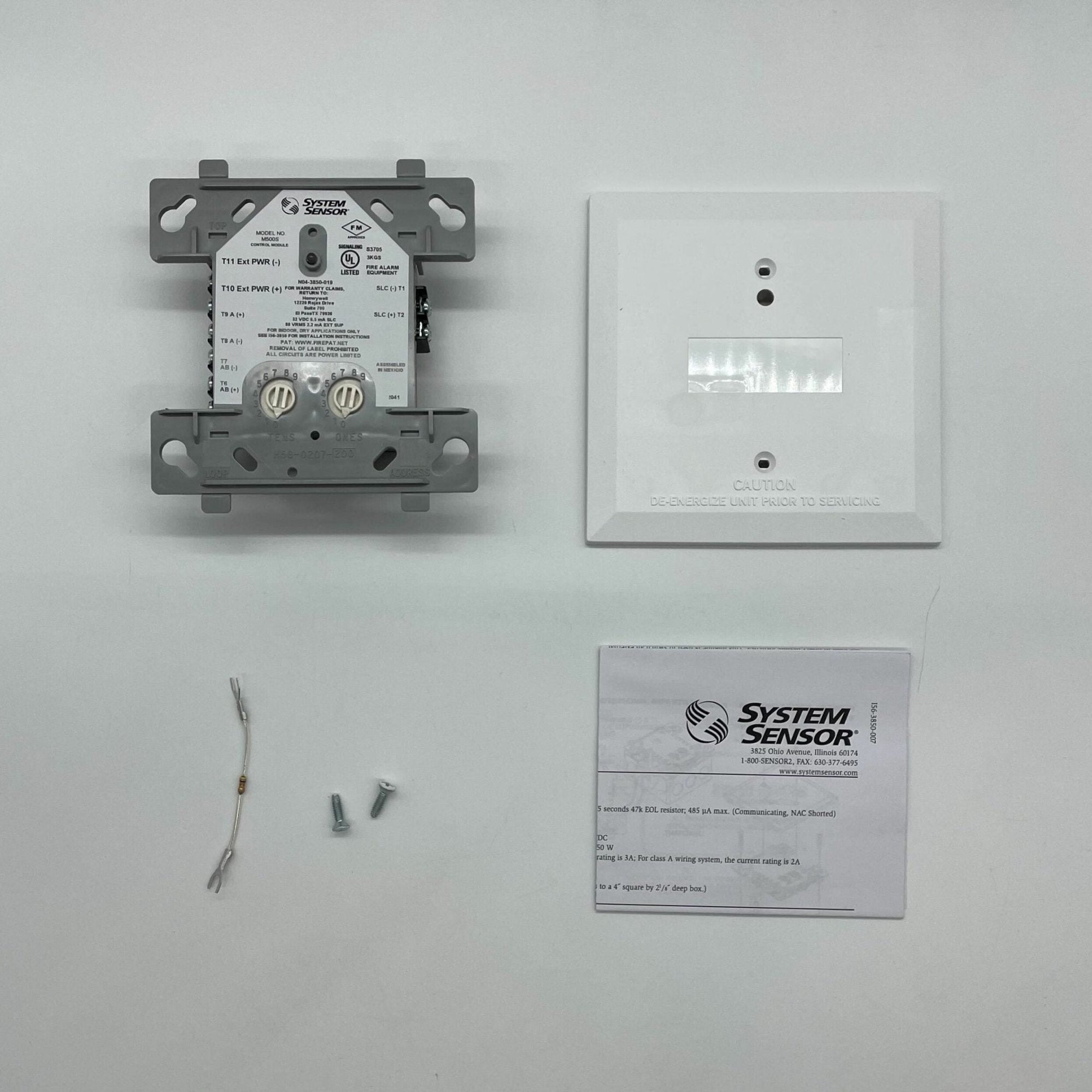 System Sensor M500S supervised control module with multiple connection ports for fire alarm and security system integration.