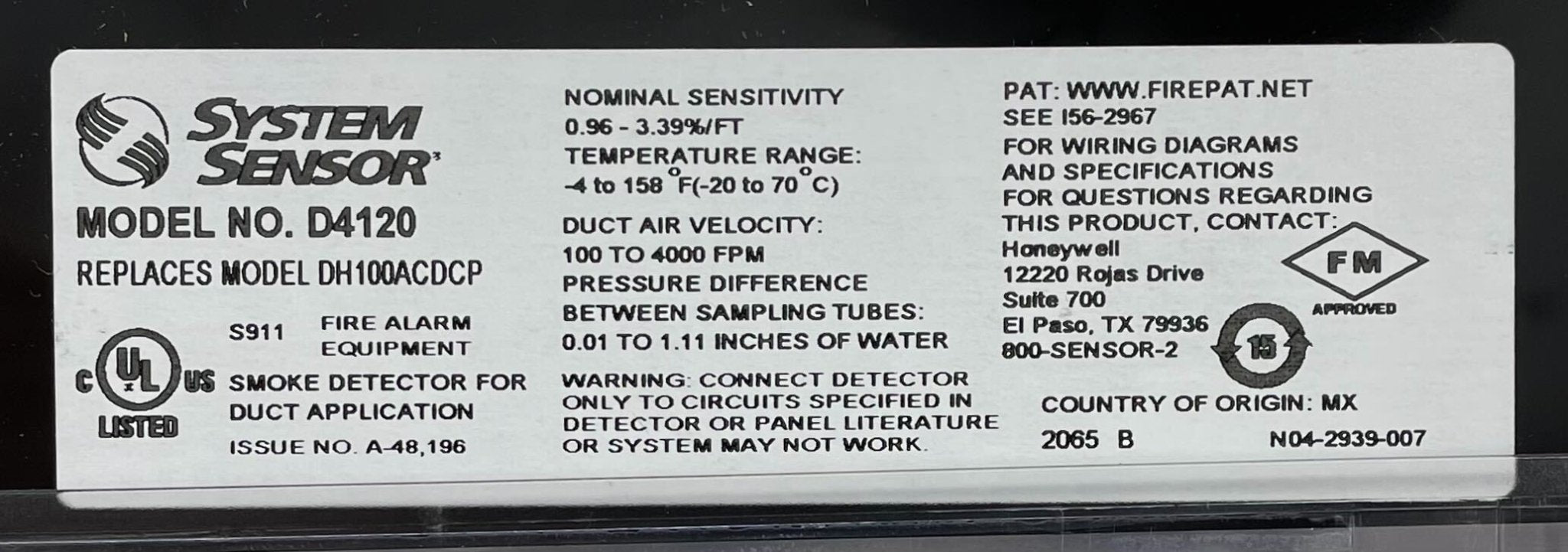 System Sensor D4120 - The Fire Alarm Supplier