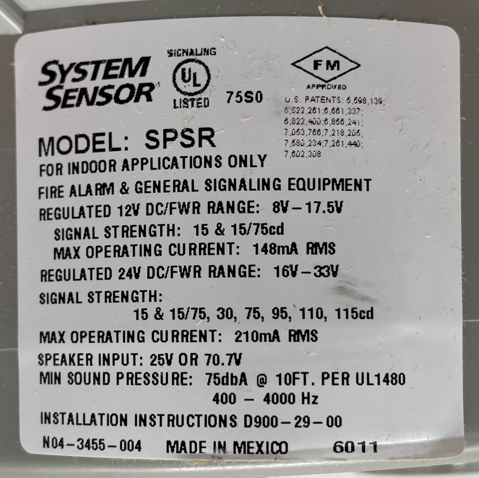 System Sensor SPSR - The Fire Alarm Supplier