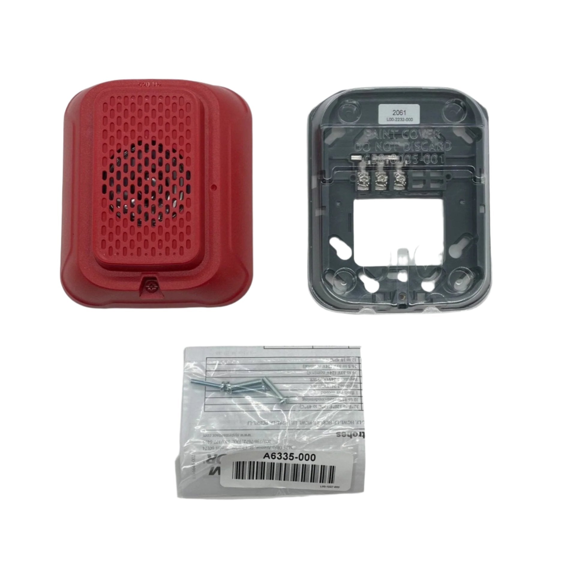 System Sensor HRL-LF low-frequency two-wire sounder in red, designed for alert signaling in fire alarm systems.
