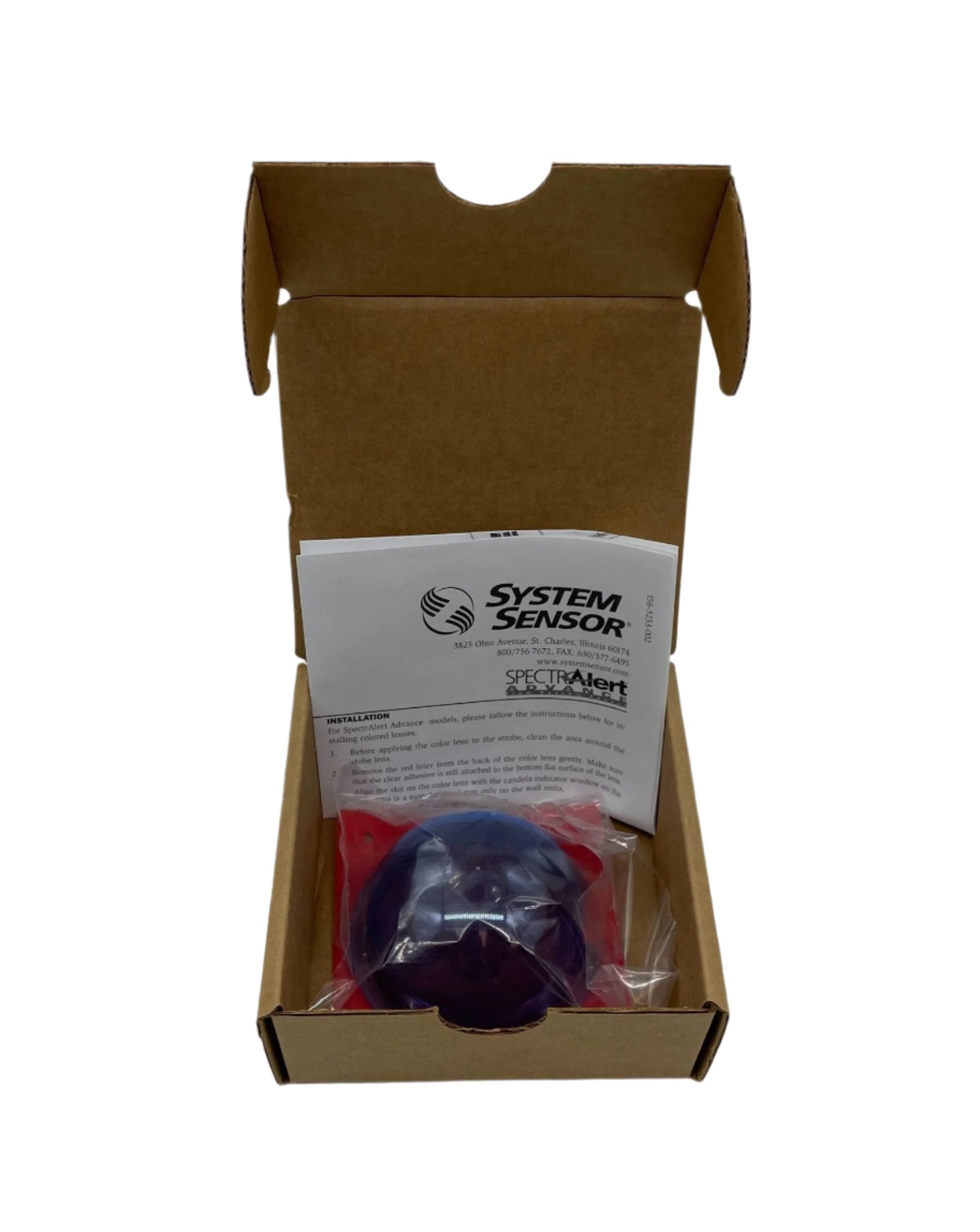Blue ceiling strobe lens for System Sensor fire alarm strobe light, designed for clear visibility and safety alerts.