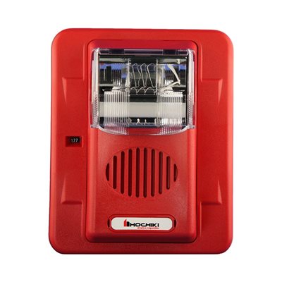 Hochiki 0500-05840 HEC24-177WR Wall Mount Horn Strobe 24VDC, 177CD, 100 dBA @10' Red