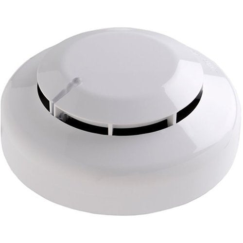 Apollo Soteria SA5100-600APO optical smoke detector with test button and mounting base, designed for fire safety.