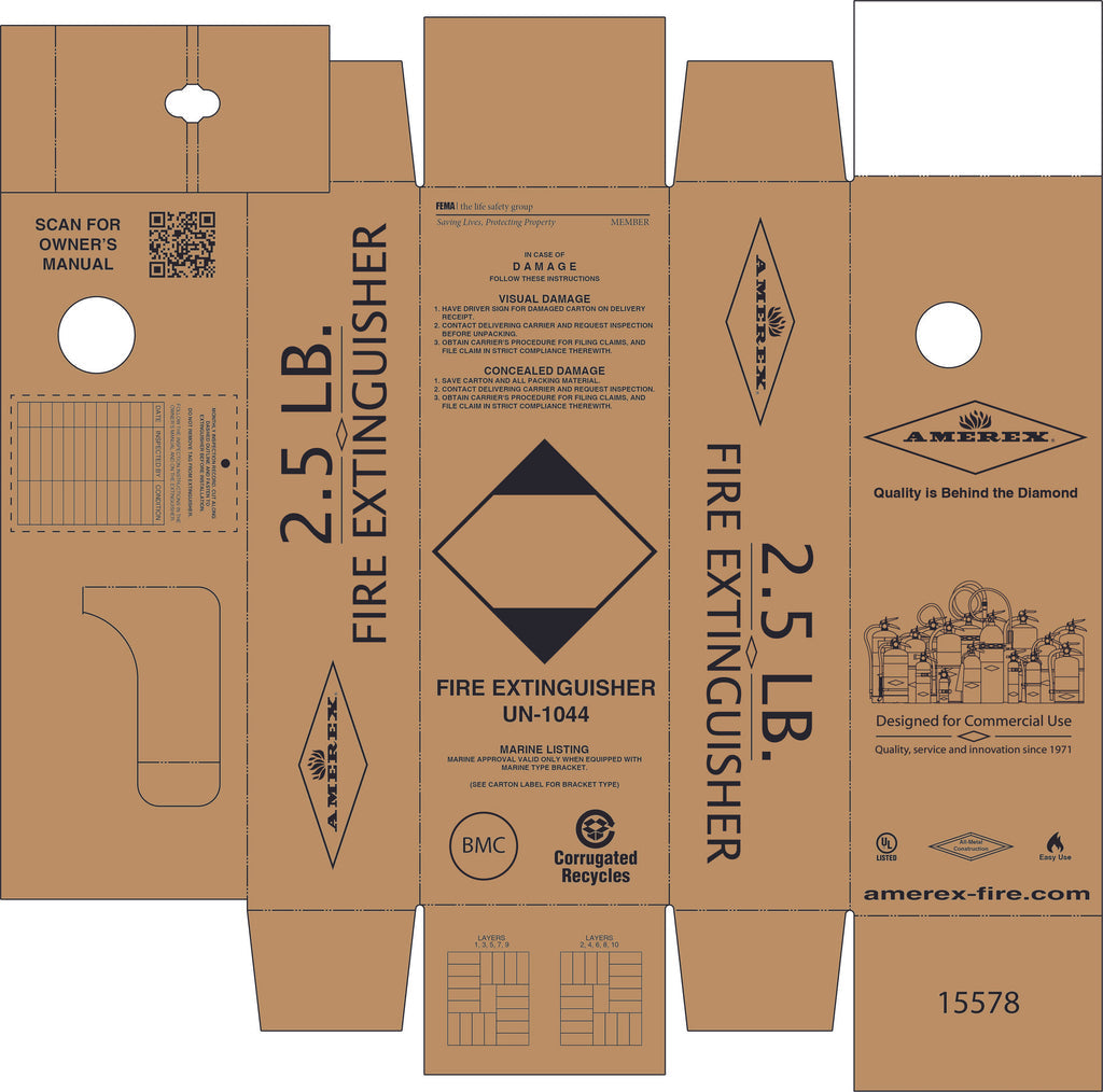 Amerex 15578 Shipping Carton for B417 2.5 lb Dry Chemical Fire Extinguisher