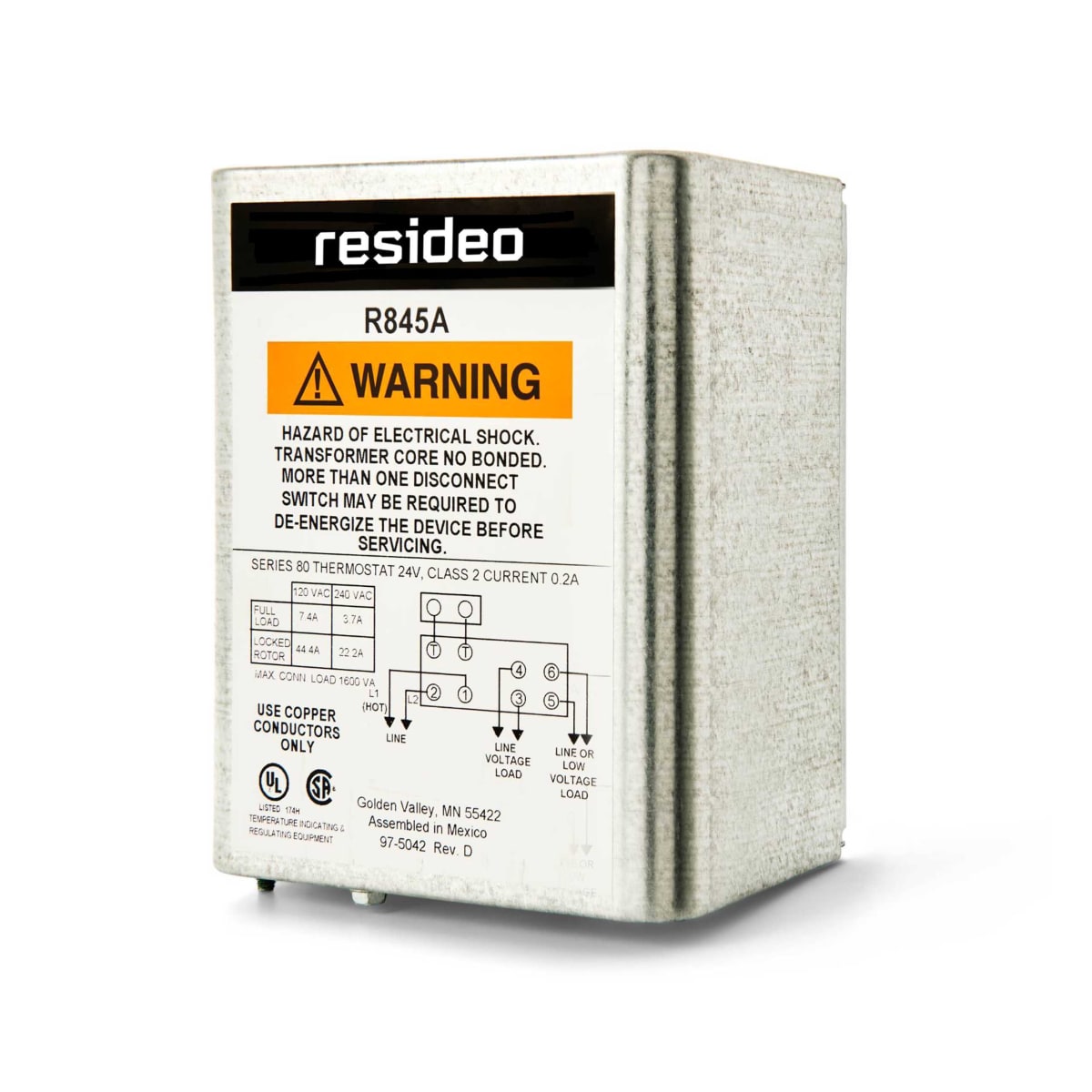 Resideo R845A1030/U Switching Relay w/ Internal Transformer DPST Line Voltage Relays, R845A1030