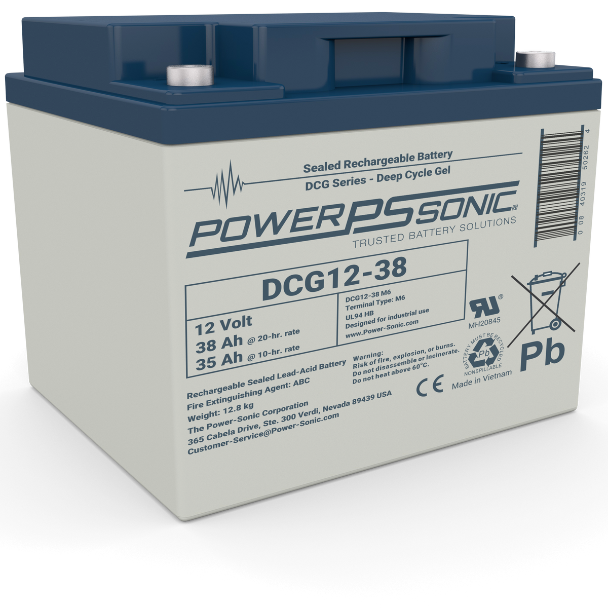 Power Sonic DCG12-38 M6 DCG 12-38 12V 38AH; Gel B