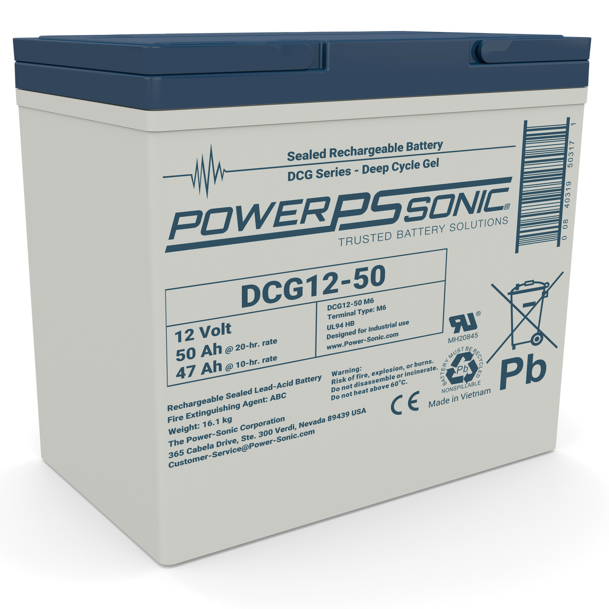 Power Sonic DCG12-50 M6 DCG 12-50 12V 50AH;Gel B