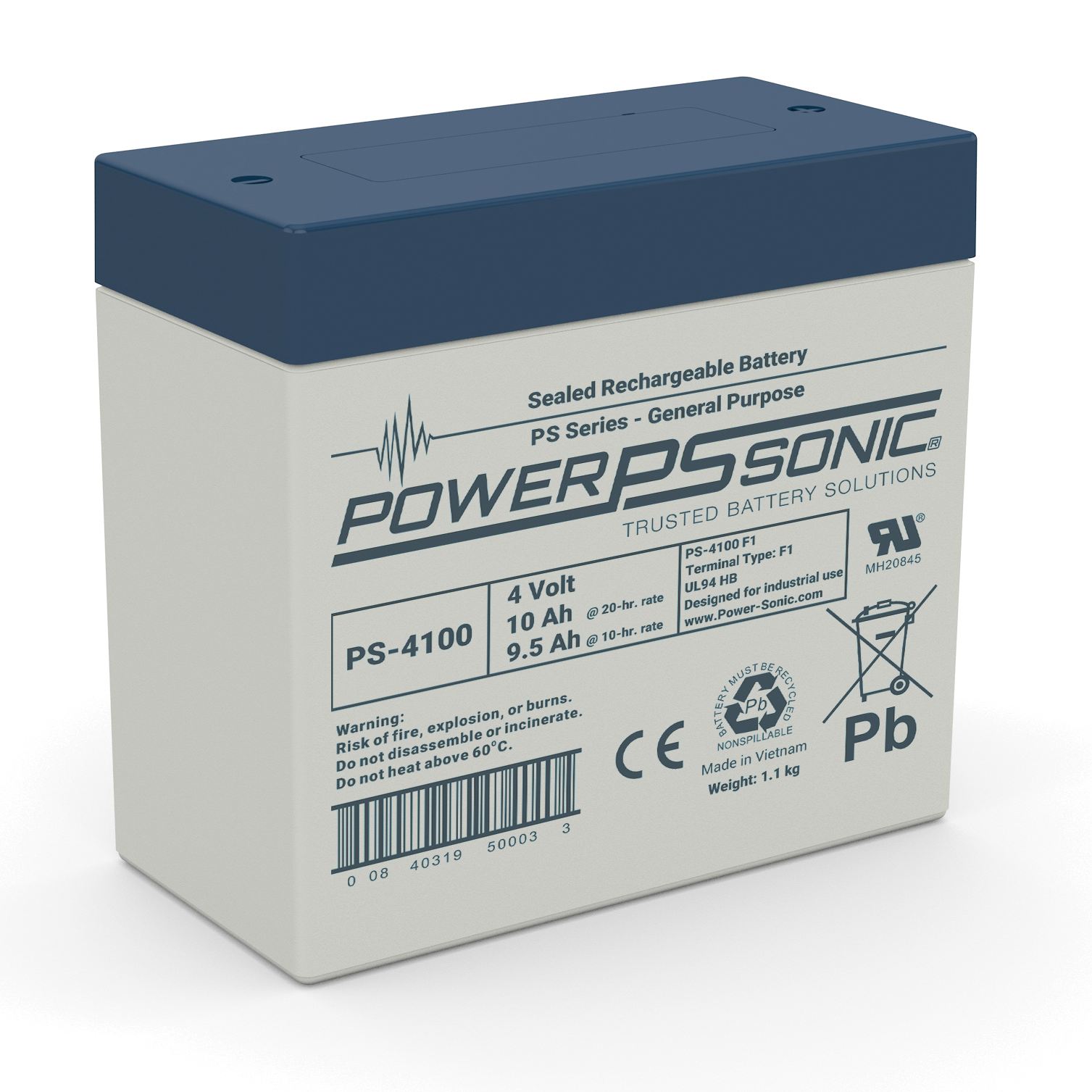 Power Sonic PS-4100 F1 Battery 4V 10AH