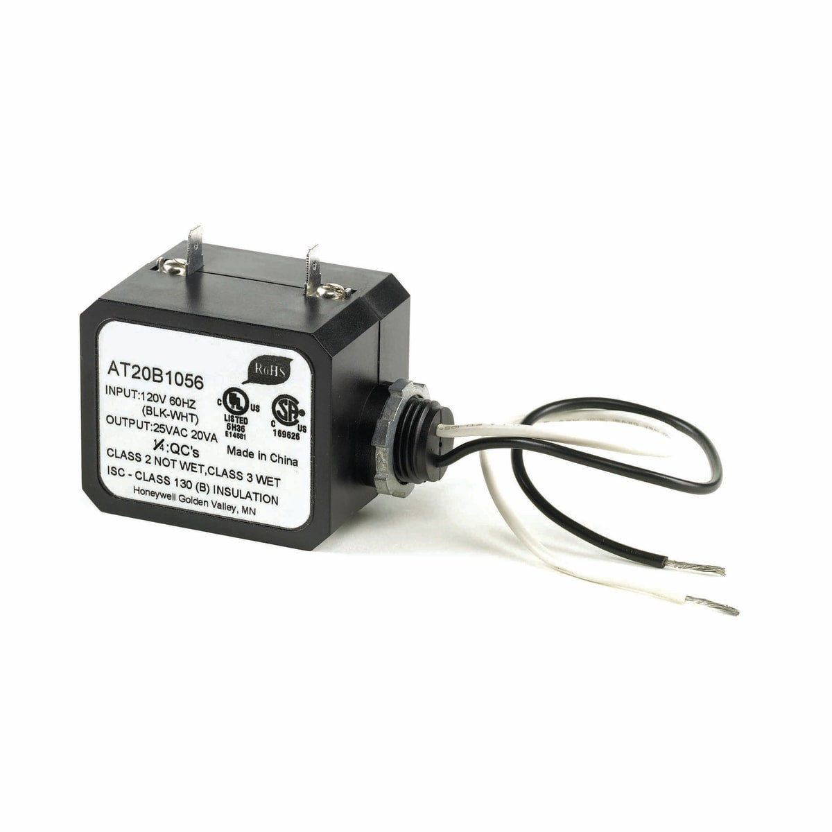 Resideo AT20B1056/U Conduit Clamp Mounted Transformer w/ 9" Lead Wires, 120 VAC, AT20B1056
