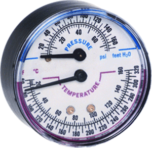 Resideo TD-165/U 1/4" NPT, 3-1/8" Face, Long Probe Temperature & Pressure Gauge (Tridicator), TD-165