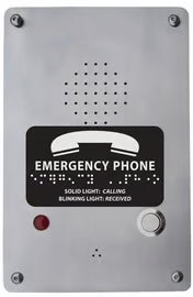 Rath Communications 2400-805SP fire alarm surface mount call box in stainless steel with push button and mounting plate.