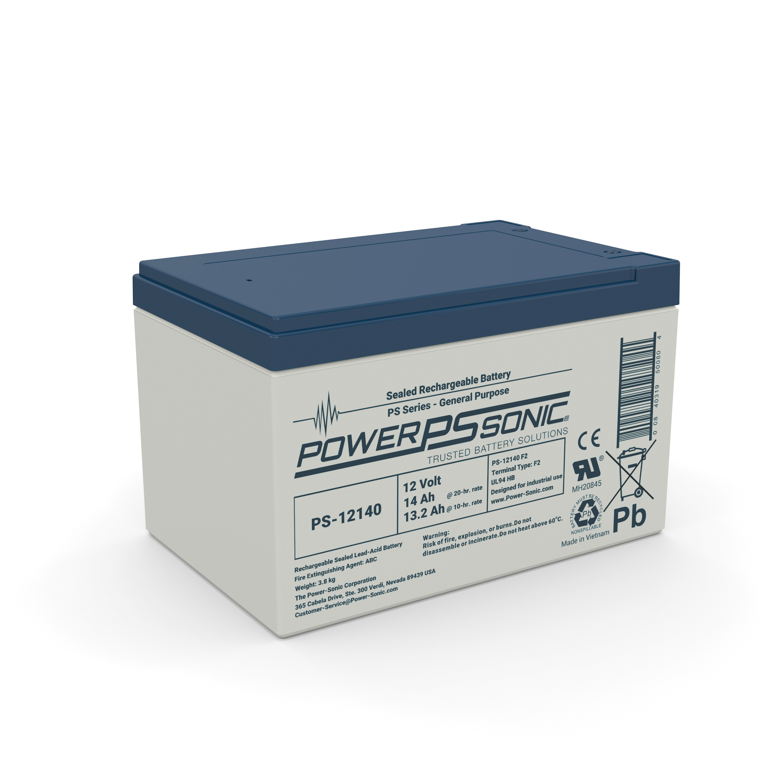 Power-Sonic PS-12140 12V 14Ah F2 SLA AGM Battery